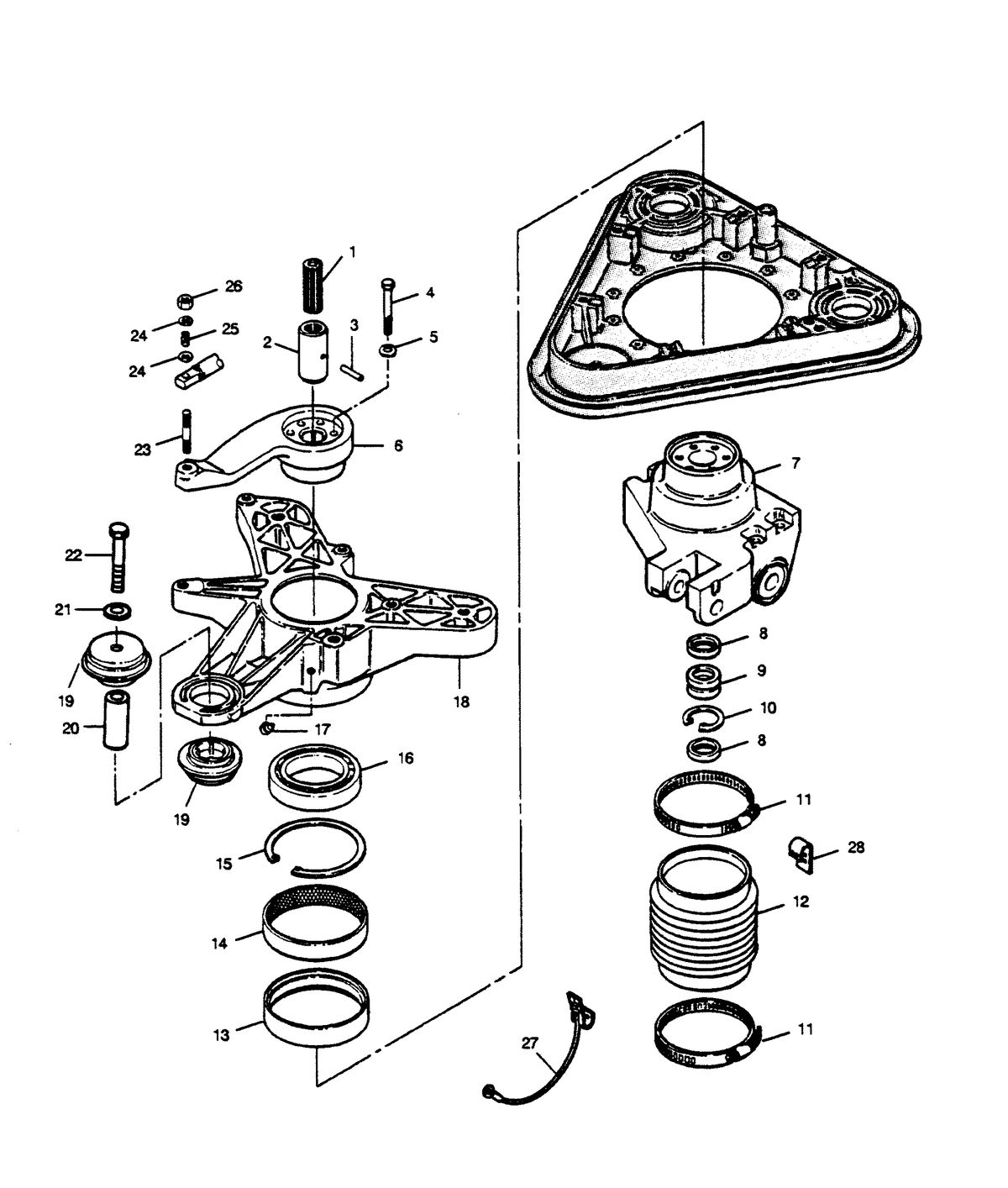 FORCE FORCE 1989 125 H.P. "B" MODELS-L-DRIVE MOUNT AND STEERING YOKE