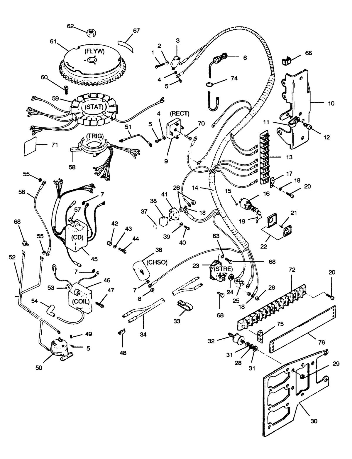 FORCE FORCE 1989 85 H.P. "B" MODELS ELECTRICAL COMPONENTS