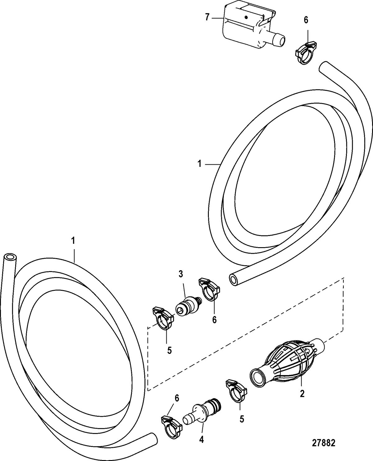 ACCESSORIES FUEL/OIL TANKS, LINES, FILTER KITS AND CORROSION Fuel Line Assembly(Clip on Disconnect-Tank End)
