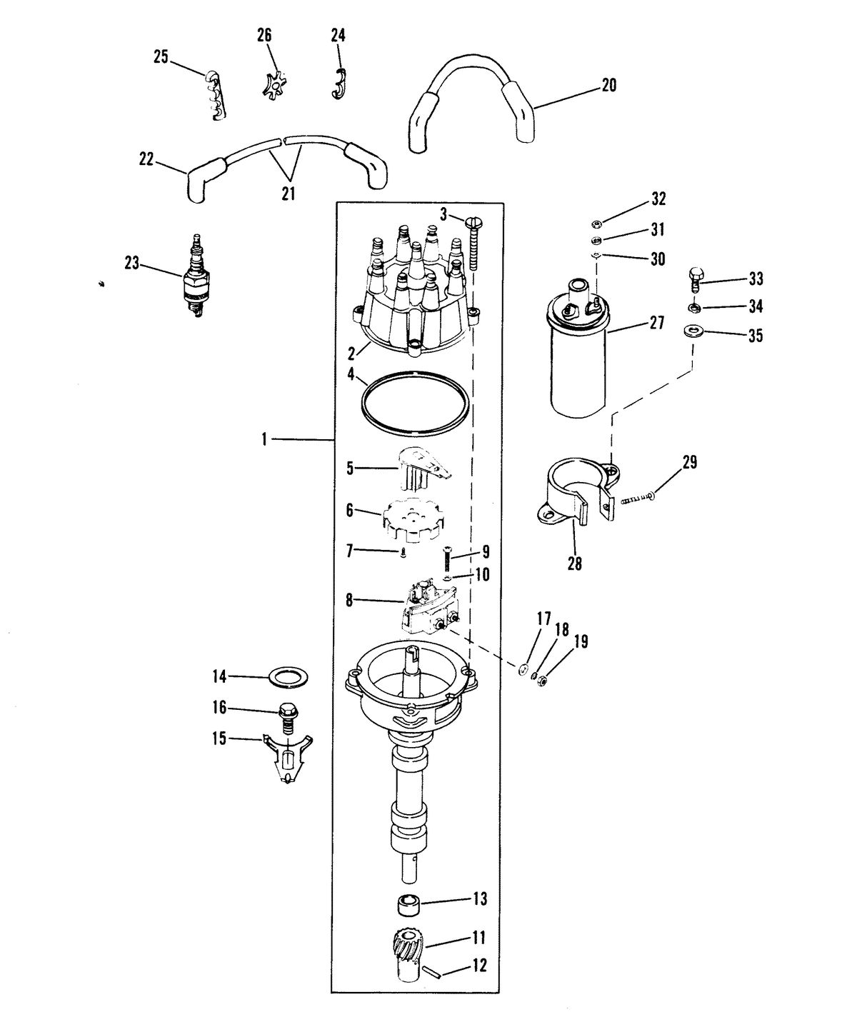 MERCRUISER 350 MAGNUM ENGINE DISTRIBUTOR AND IGNITION COMPONENTS