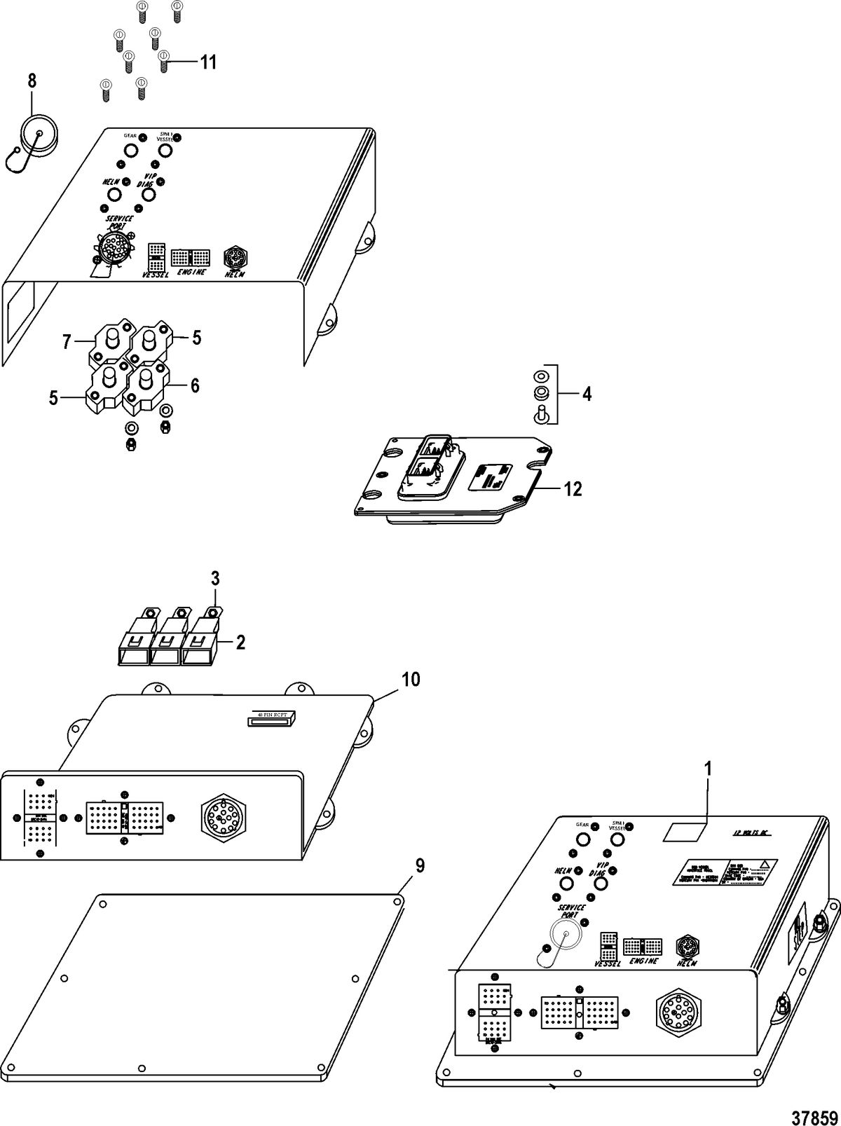 MERCRUISER CUMMINS/MERCRUISER DIESEL (QSD-2.0L) Electrical Components, Vessel Interface Panel (VIP) (48 Pin)