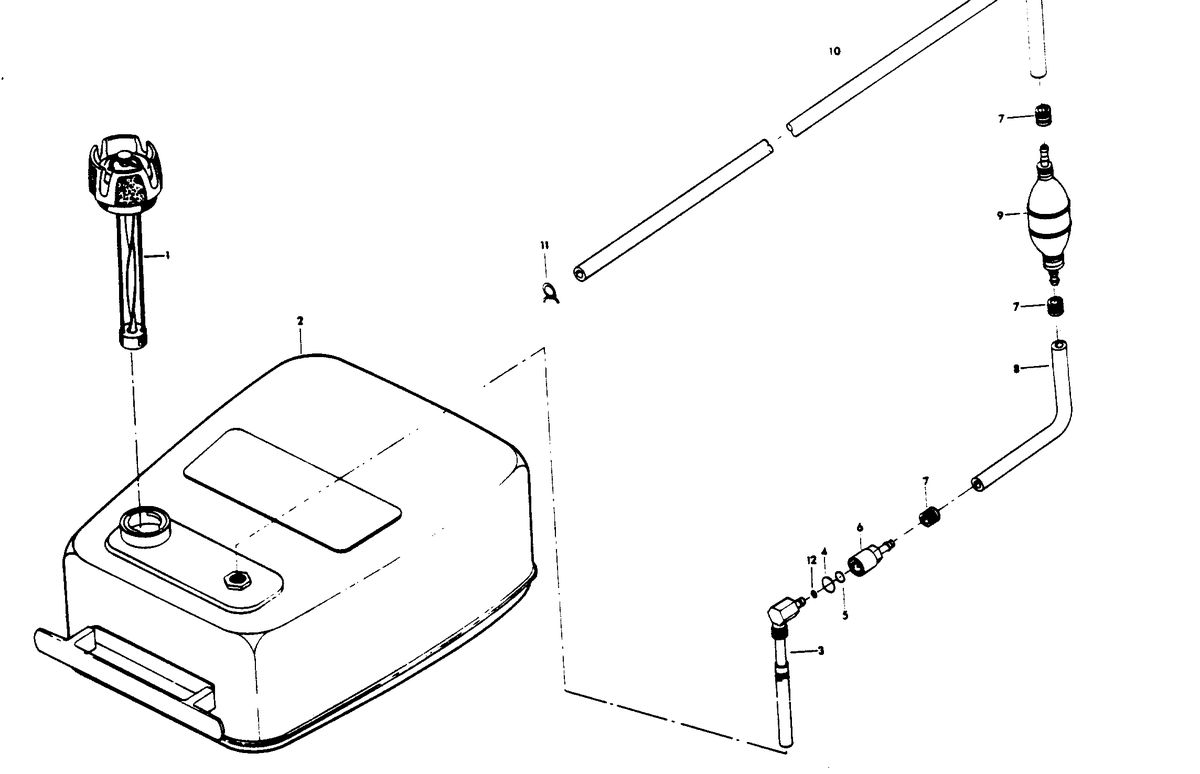 CHRYSLER 85 H.P. FUEL TANK AND LINE