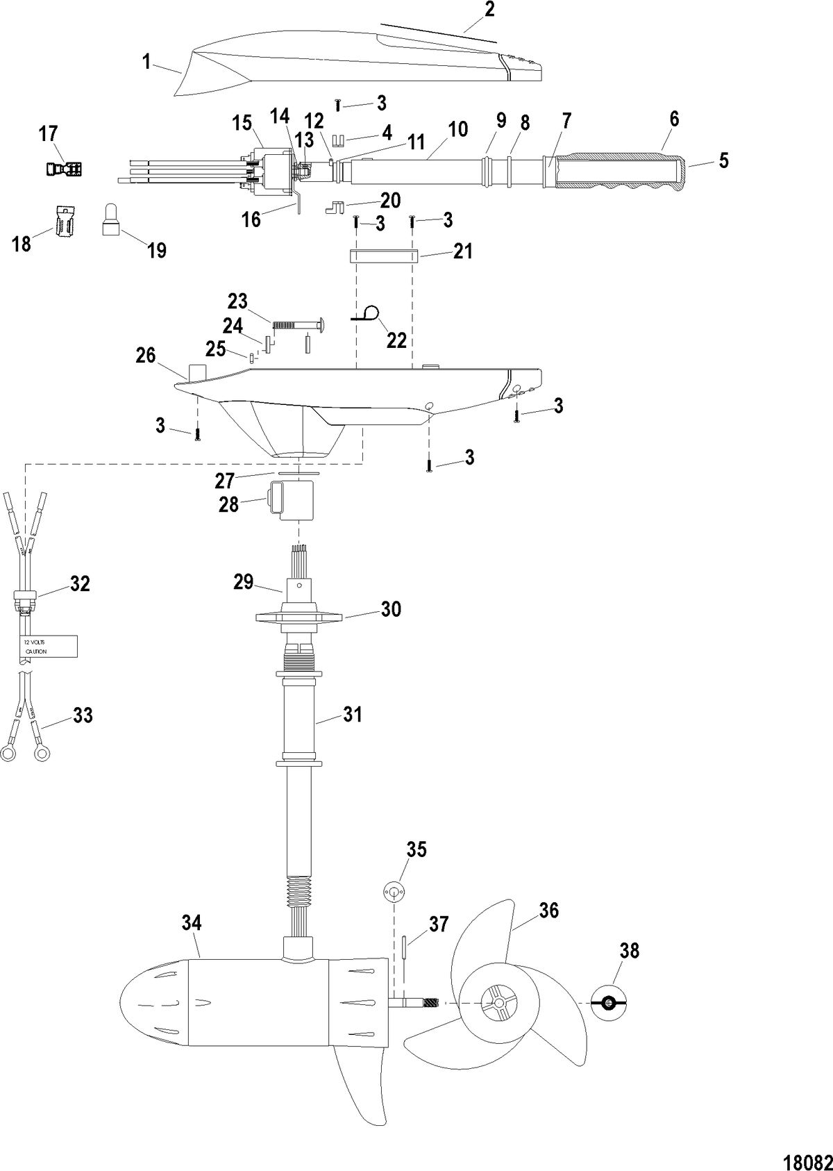 TROLLING MOTOR MOTORGUIDE FRESH WATER SERIES Complete Trolling Motor(Model FW54HP) (12 Volt)