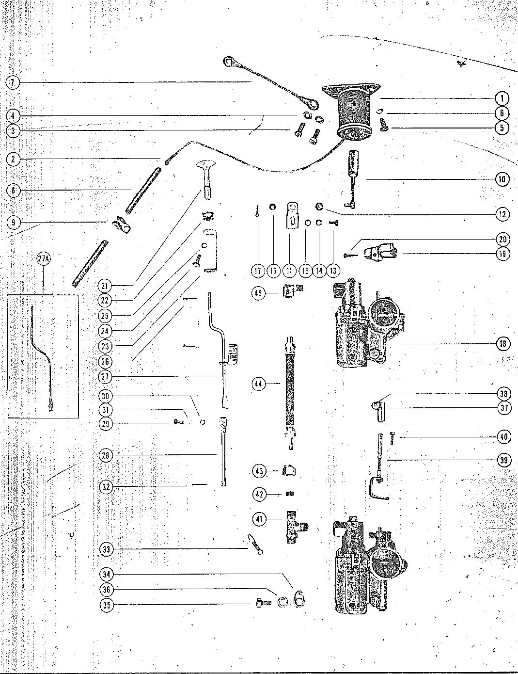 MARK MARK 58, MARK 55A, MARK 58A CARBURETOR LINKAGE AND CHOKE SOLENOID(MARK 58E, MARK 58AM,)