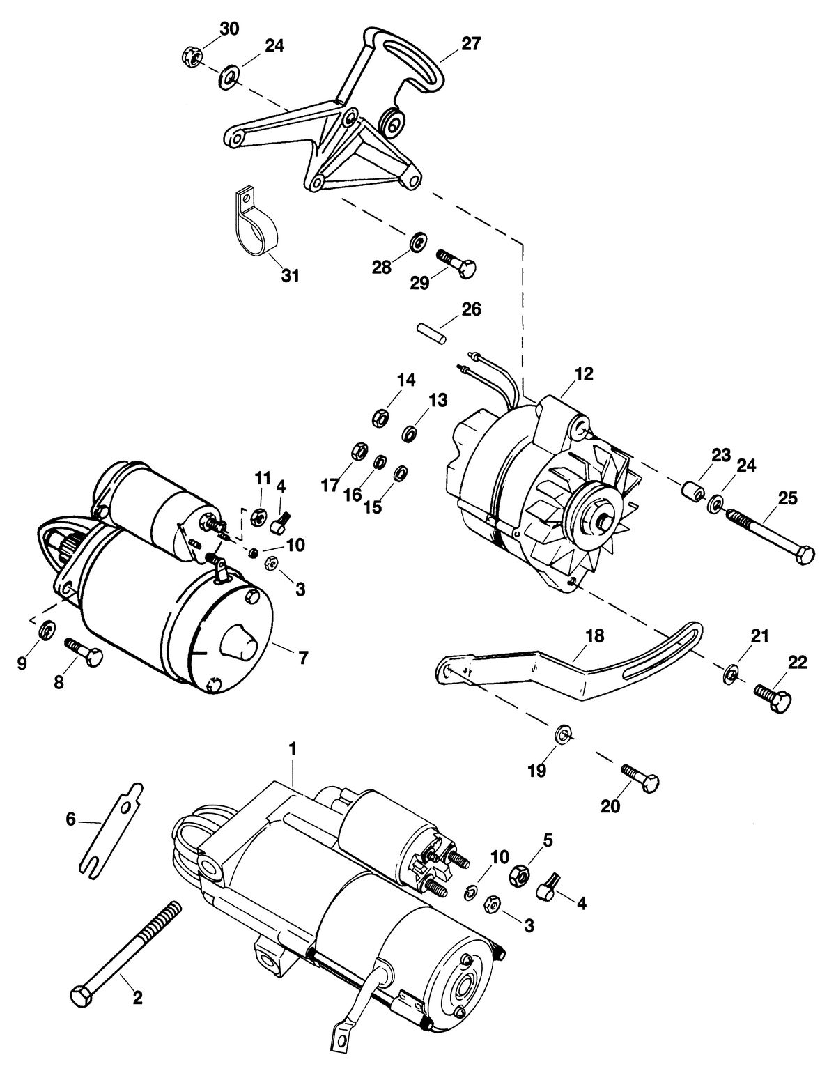 MERCRUISER 500 CARB (502CID) 8.2L ENGINE (GEN VI) STARTER AND ALTERNATOR