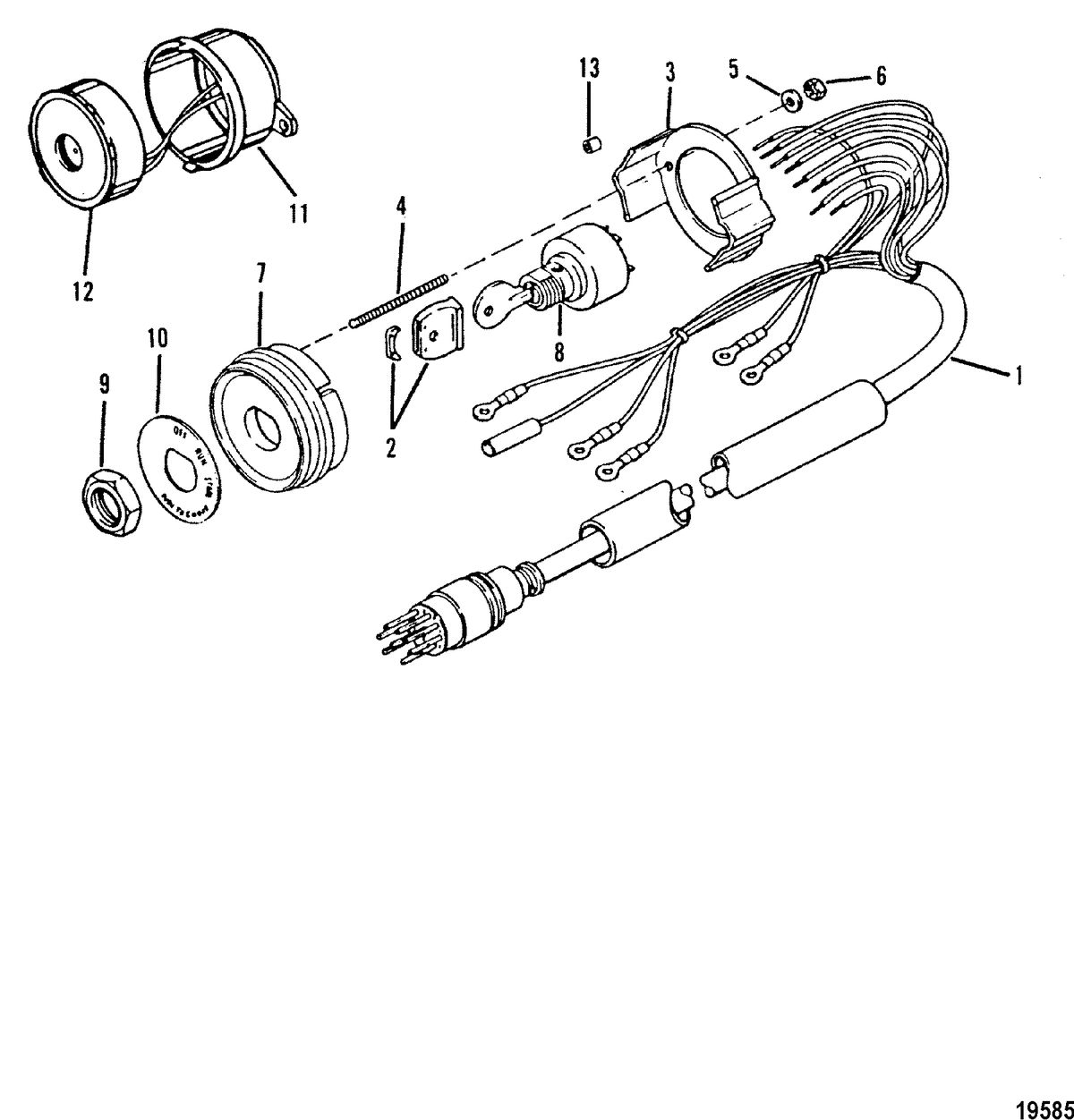 MERCURY/MARINER 135 / 150 / 175 200(2.5L) XR4/MAGNUM II Key Switch Assembly