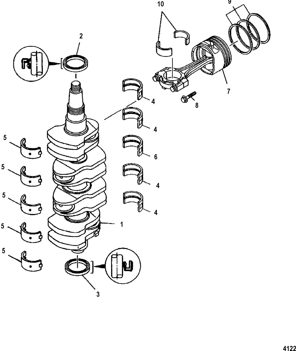 MERCURY/MARINER 115 EFI (4-STROKE) Crankshaft, Pistons and Connecting Rods