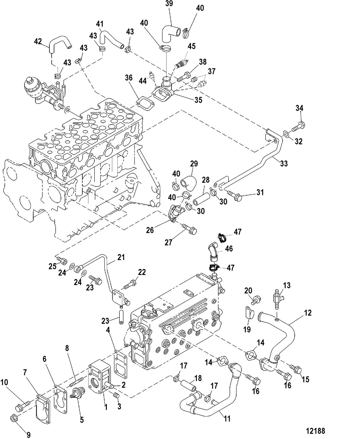 MERCRUISER CUMMINS/MERCRUSER DIESEL 1.7L-120 Thermostat and Housing