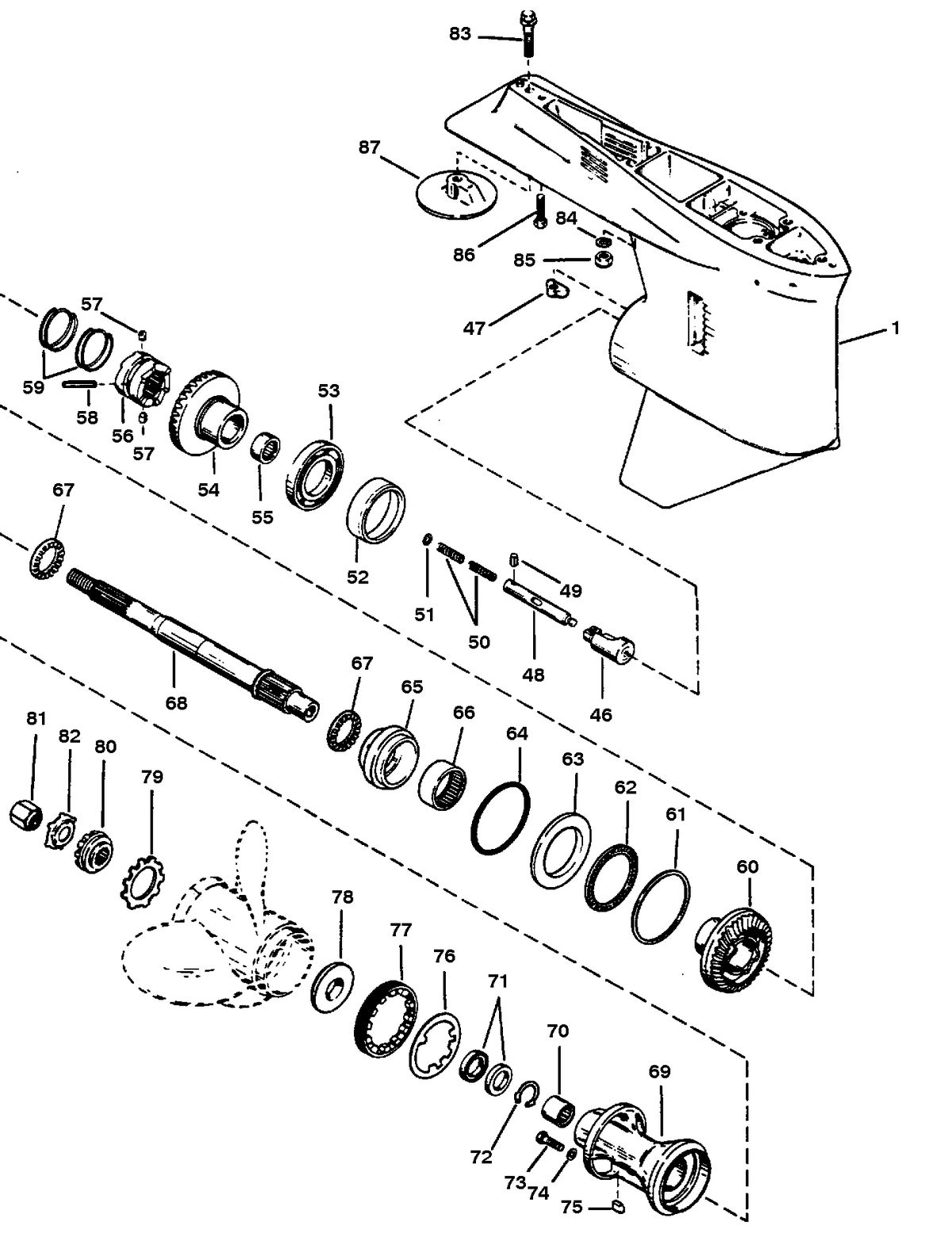 RACE OUTBOARD 2.5L (EFI) 2.5L (EFI-OFFSHORE) GEAR HOUSING (PROP SHAFT)(COUNTER ROTATION)