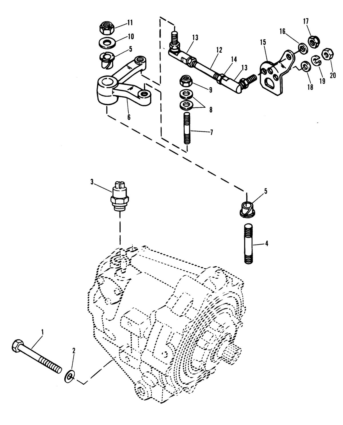 MERCRUISER 370 H.P. TRS ENGINE (CARD 37) TRANSMISSION AND SHIFT LINKAGE