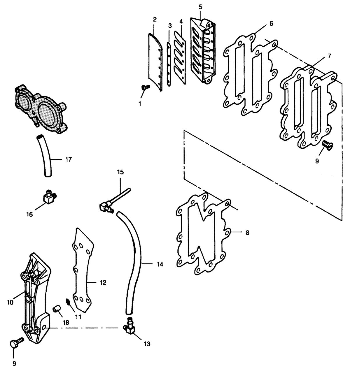 FORCE FORCE 1991 120 H.P "D" MODEL L-DRIVE REED PLATE AND RECIRCULATION SYSTEM