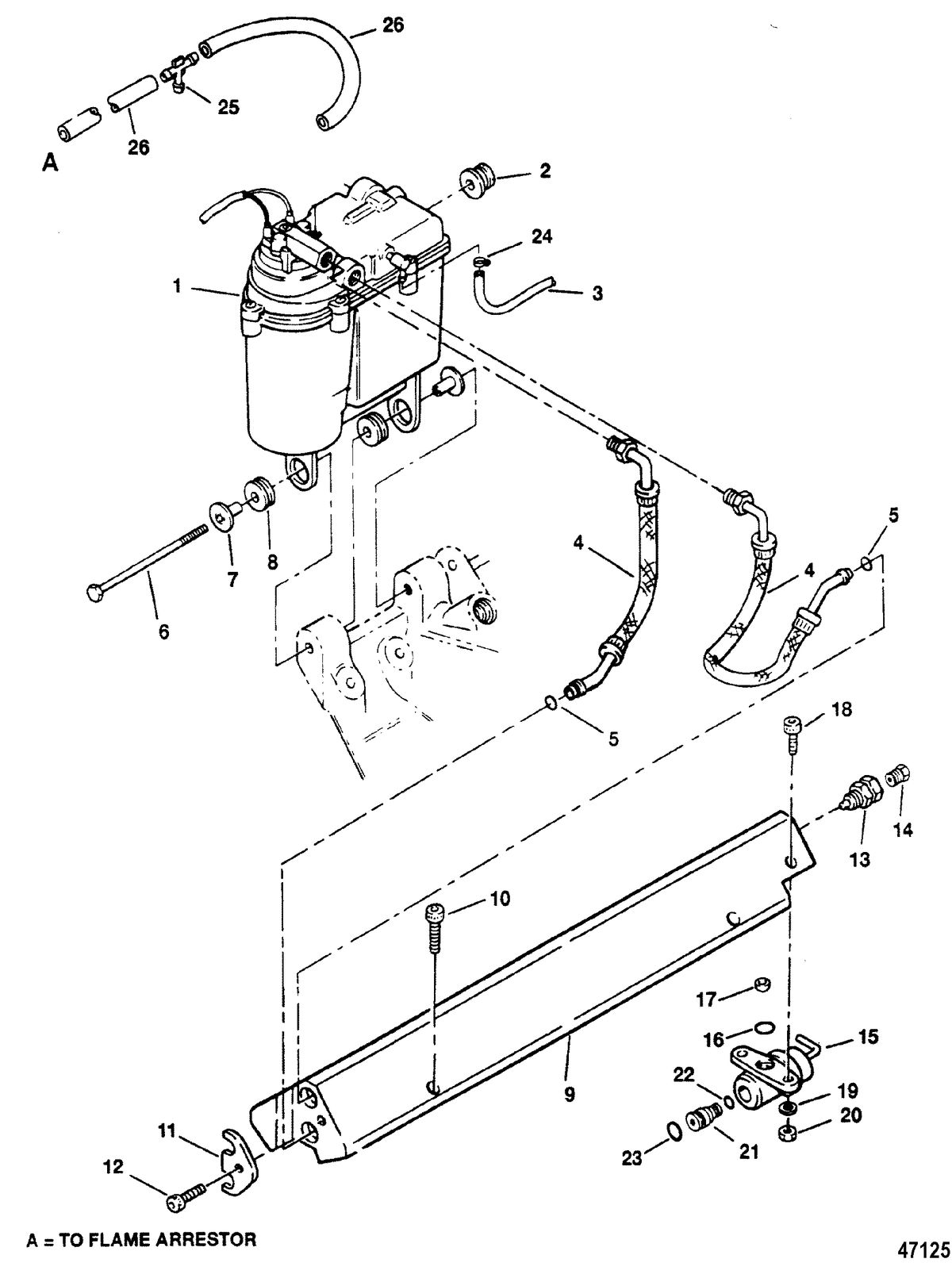 MERCRUISER 7.4 LX (EFI-MP) BRAVO VAPOR SEPARATOR TANK AND FUEL RAIL