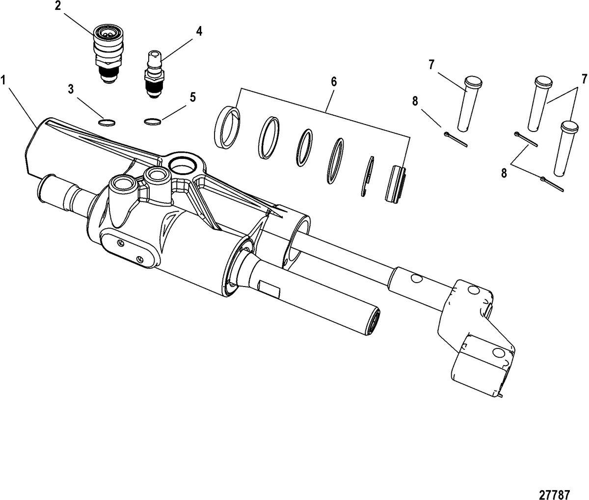 MERCRUISER VAZER Steering Cylinder, Power Assisted