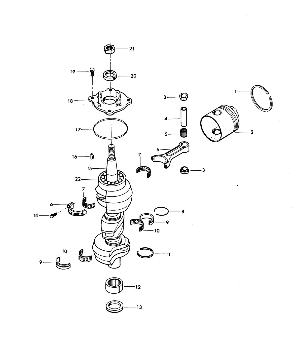 CHRYSLER 140 H.P. TWIN CRANKSHAFT AND PISTON GROUP