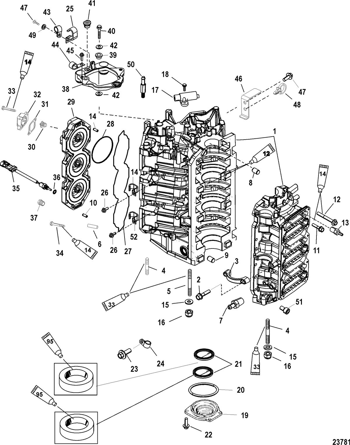 MERCURY/MARINER 200/225 DFI (3.0L)(DTS) Cylinder Block and End Cap