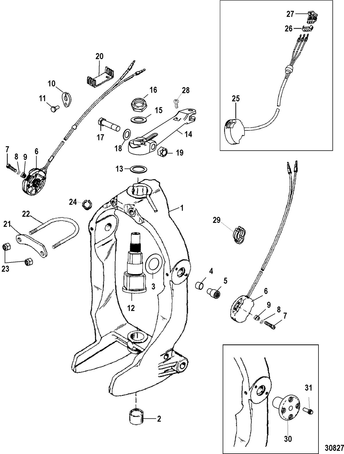 MERCRUISER BRAVO I-II-III Gimbal Ring and Steering Lever
