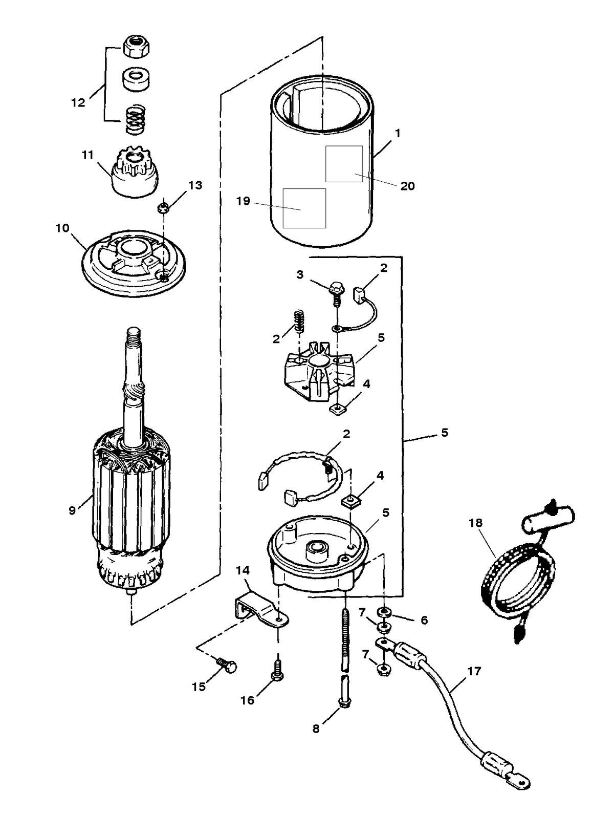 FORCE FORCE 75 H.P. (1998) STARTER ASSEMBLY