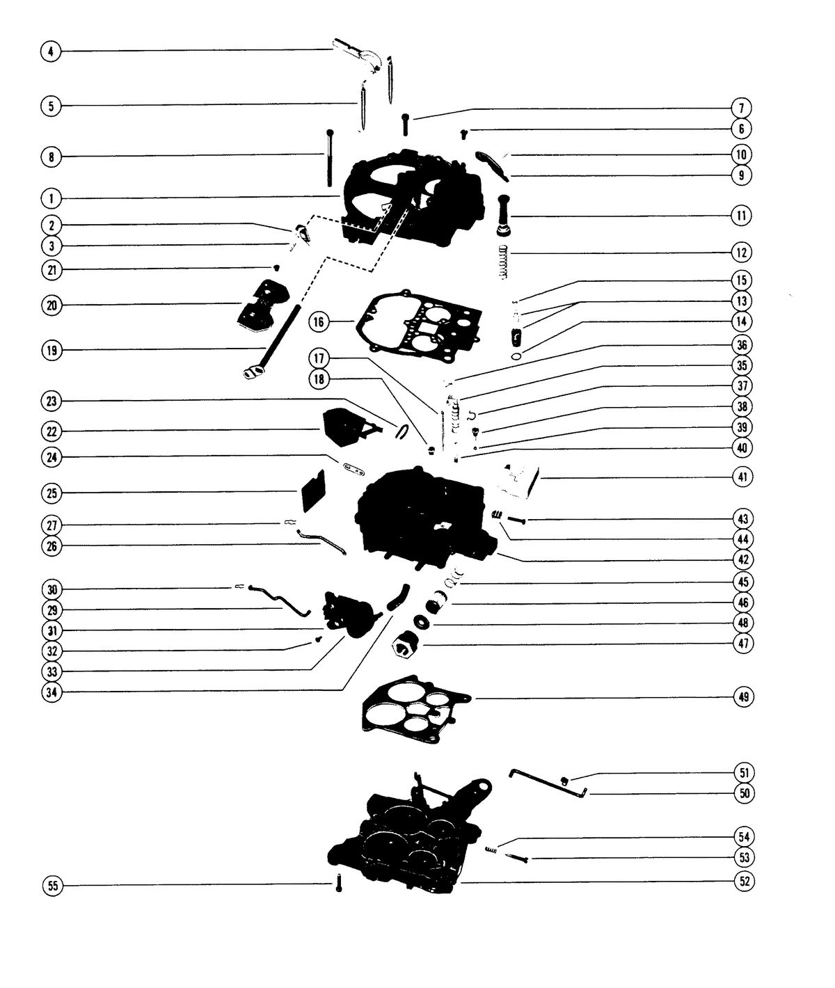 MERCRUISER 370 H.P. TRS ENGINE (CARD 37) CARBURETOR ASSEMBLY