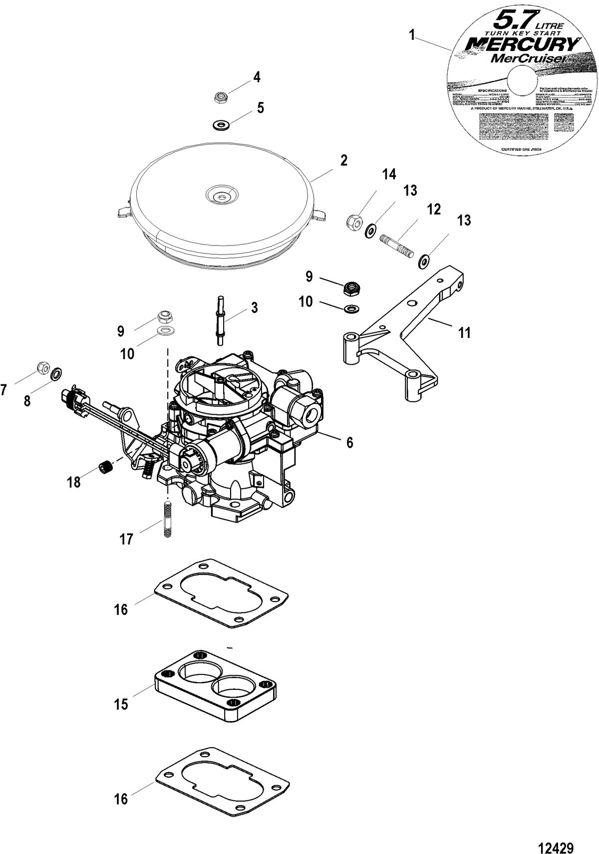 MERCRUISER 5.0L / 5.7L STERNDRIVE Carburetor and Throttle Linkage
