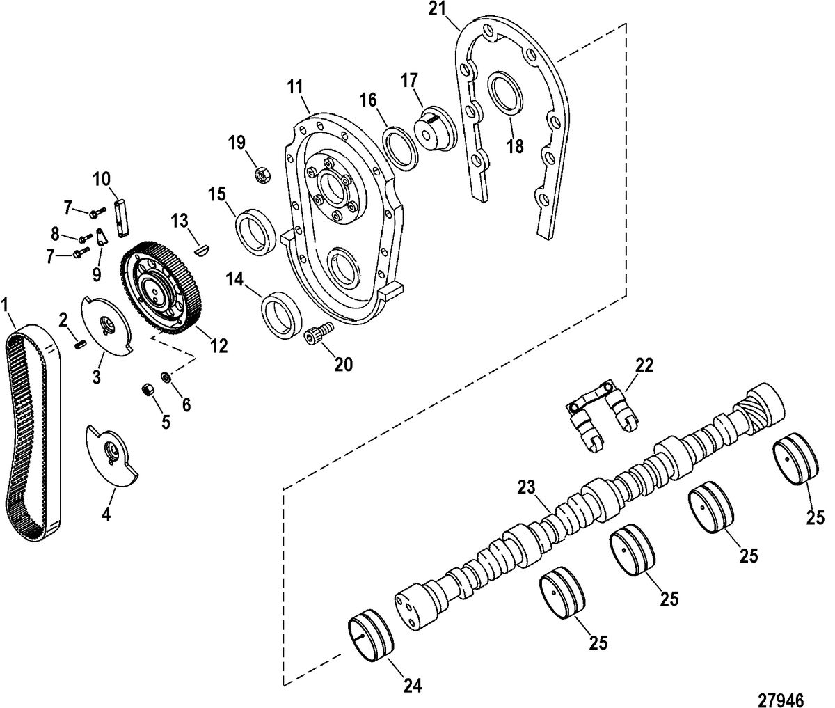 RACE STERNDRIVE 1075 SCI Engine Components(Front Cover And Camshaft)