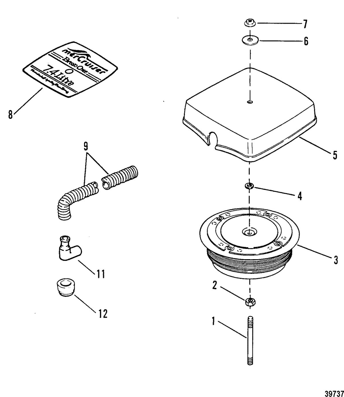 MERCRUISER 7.4L BRAVO FLAME ARRESTOR(OLD DESIGN)