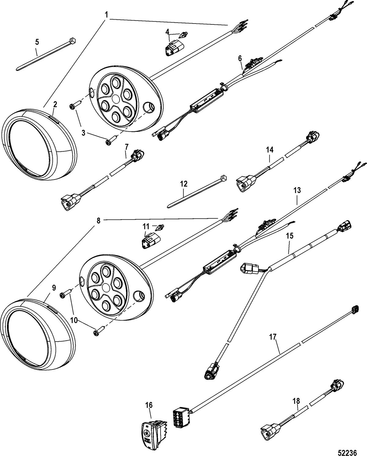 ACCESSORIES ELECTRICAL COMPONENTS AND HARNESSES Moving Prop Alert Light System-Oval, One / Two Lights