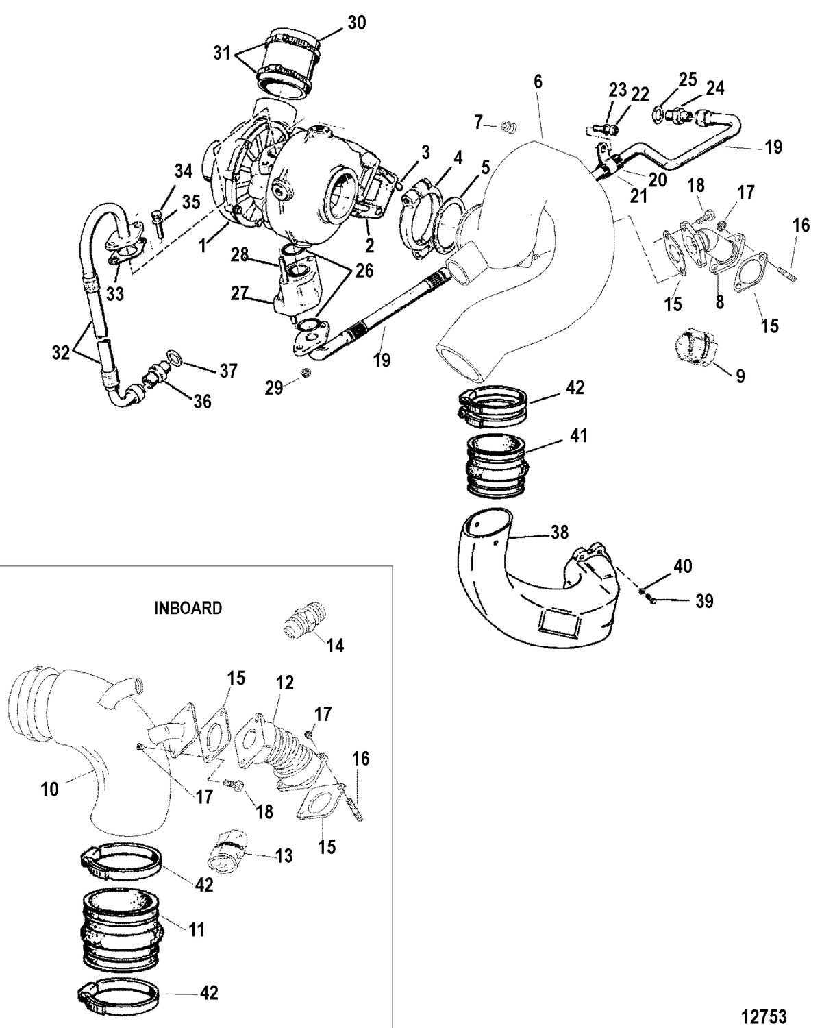 MERCRUISER CUMMINS/MERCRUSER DIESEL4.2L/300 Turbocharger and Exhaust Elbow