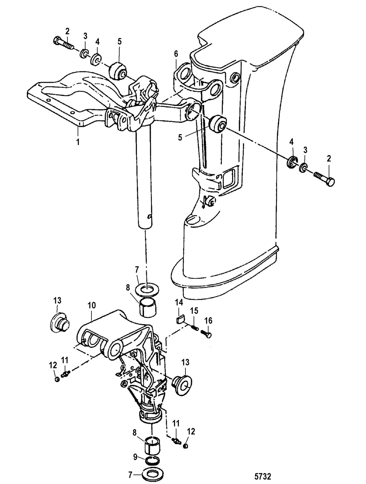 MERCURY/MARINER 15/18 HP (2 CYLINDER) INTERNATIONAL Swivel Bracket
