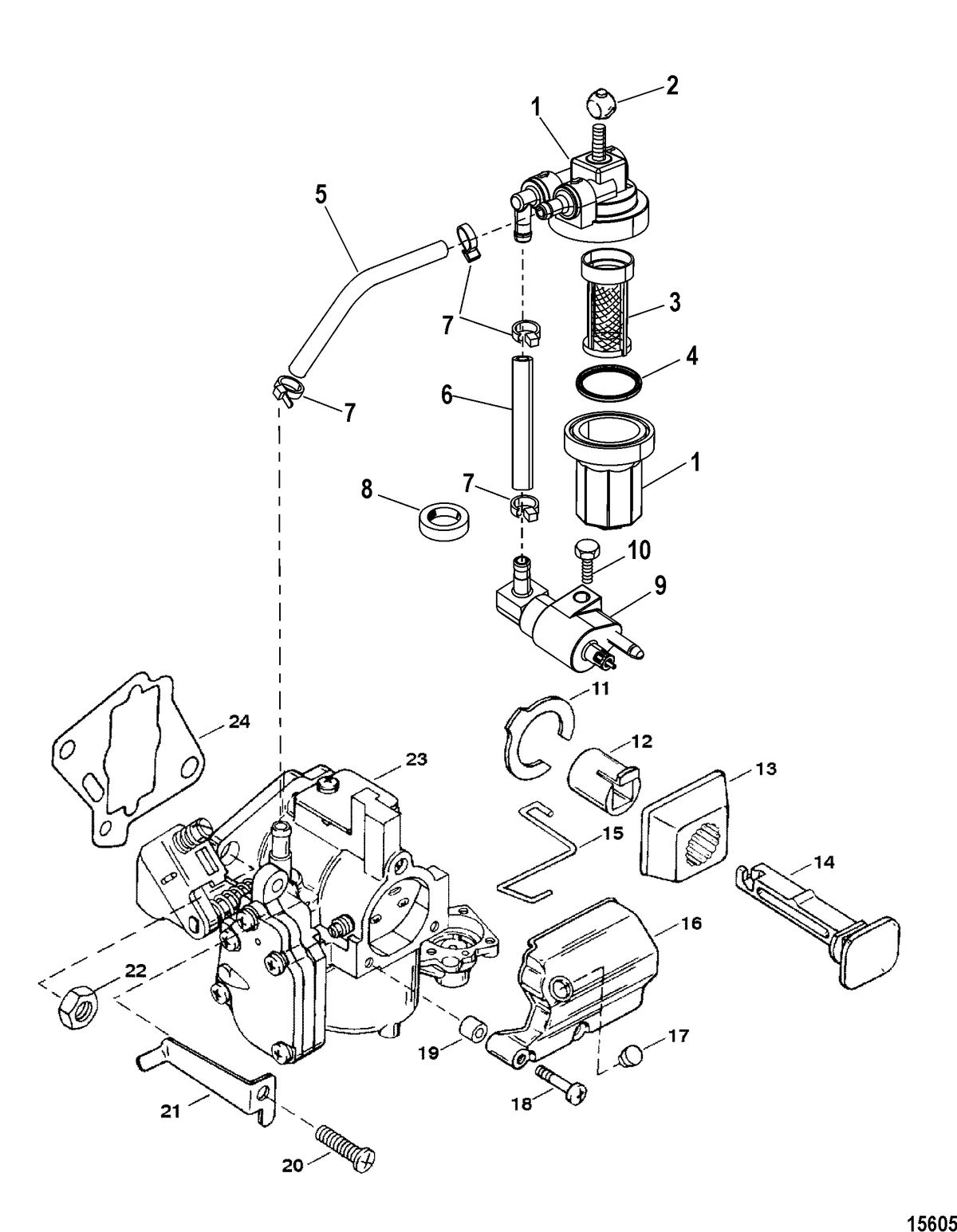 MERCURY/MARINER 20/25/JET 20 - 20/25 SEAPRO/MARATHON (2-STROKE) Fuel System Components(Commercial Engines)