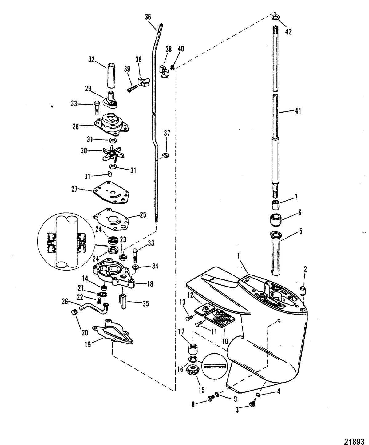 MERCURY/MARINER 6/8/9.9/15 HP Gear Hsg(Driveshaft)(Design II-Refer to Reference #41)
