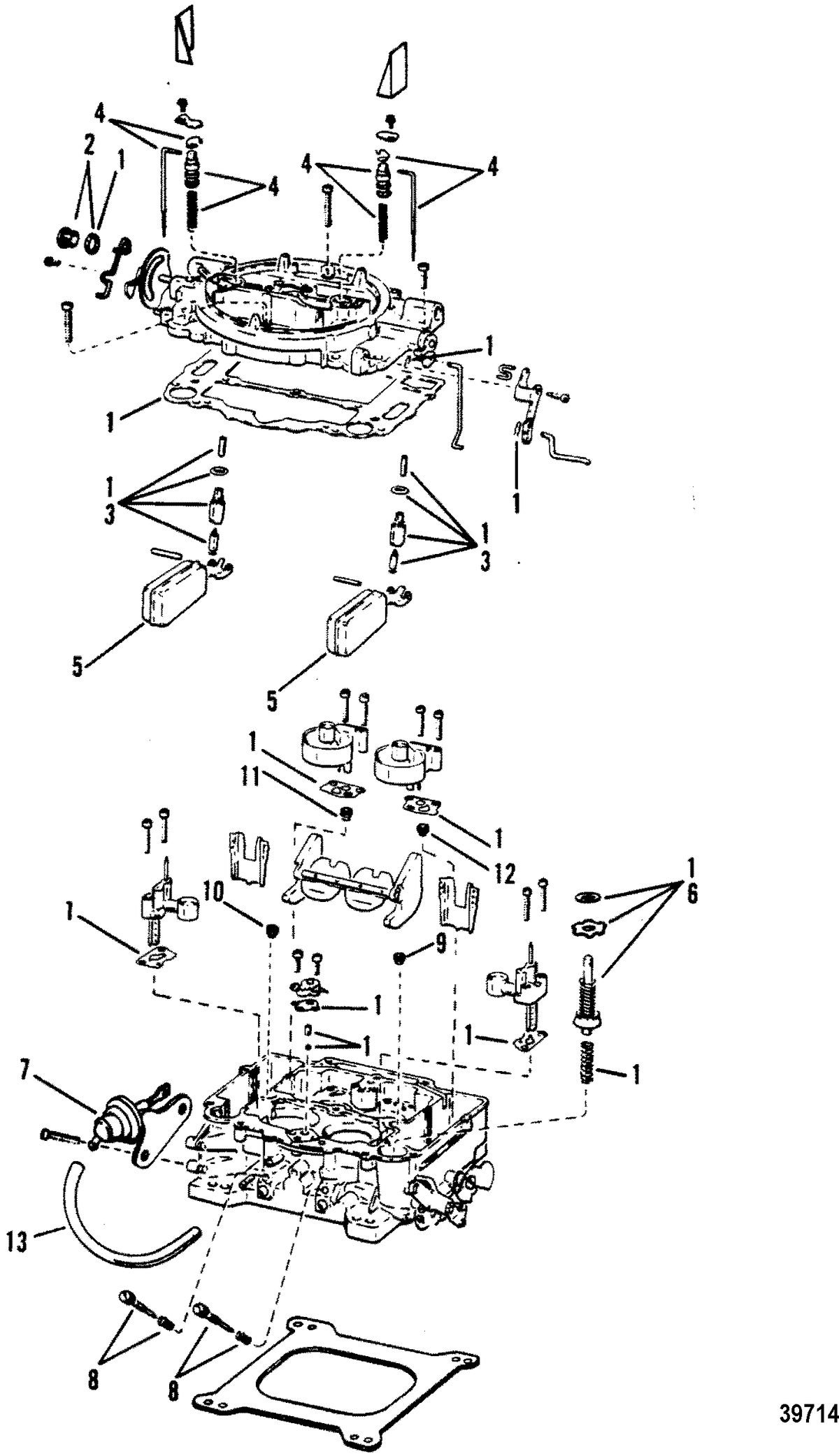 MERCRUISER 4.3L/4.3LX ALPHA ONE ENGINE (262 CID) CARBURETOR(WEBER-4 BARREL)