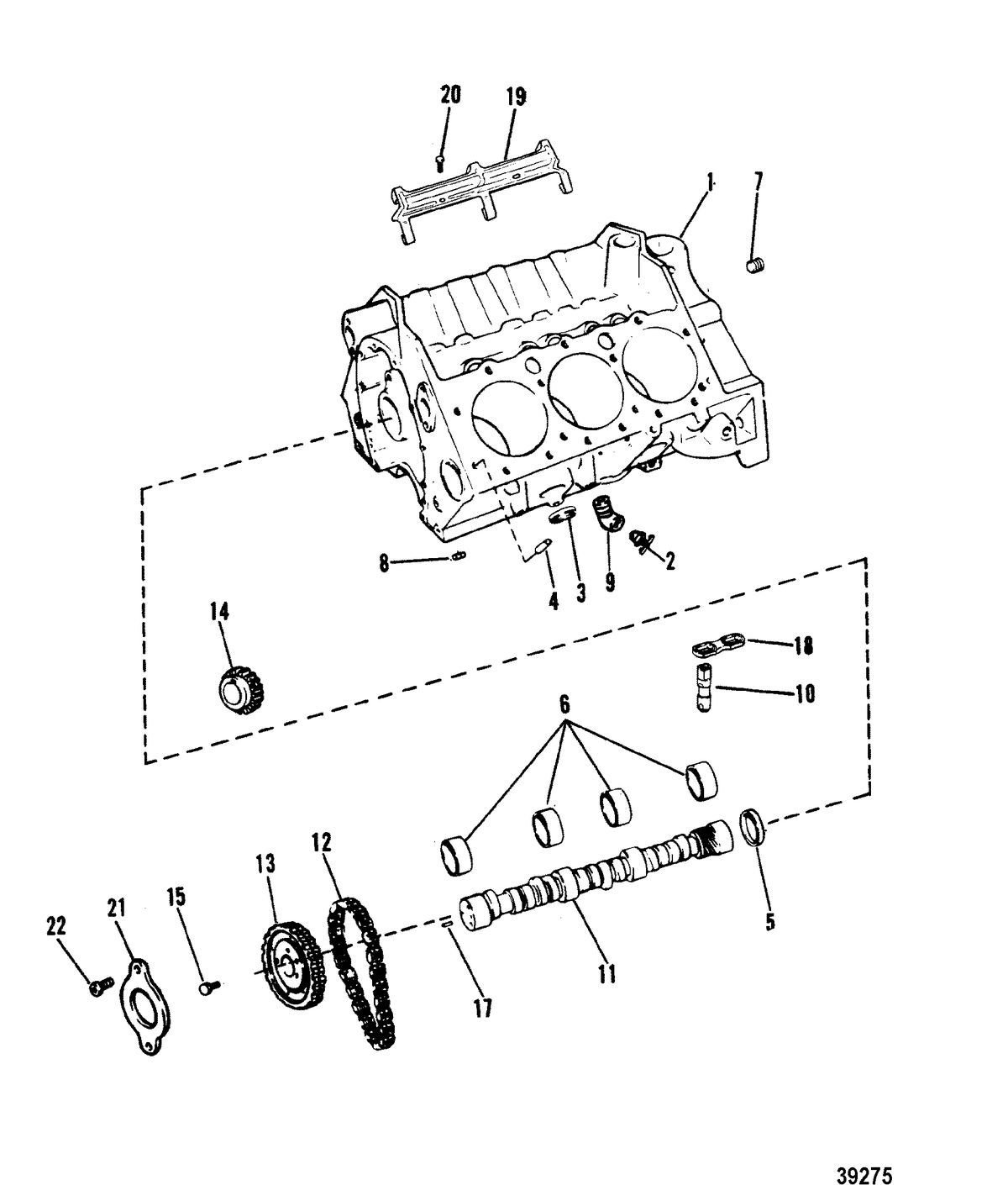 MERCRUISER 175 HP/ 4.3L/205 HP/4.3L/LX CYLINDER BLOCK AND CAMSHAFT