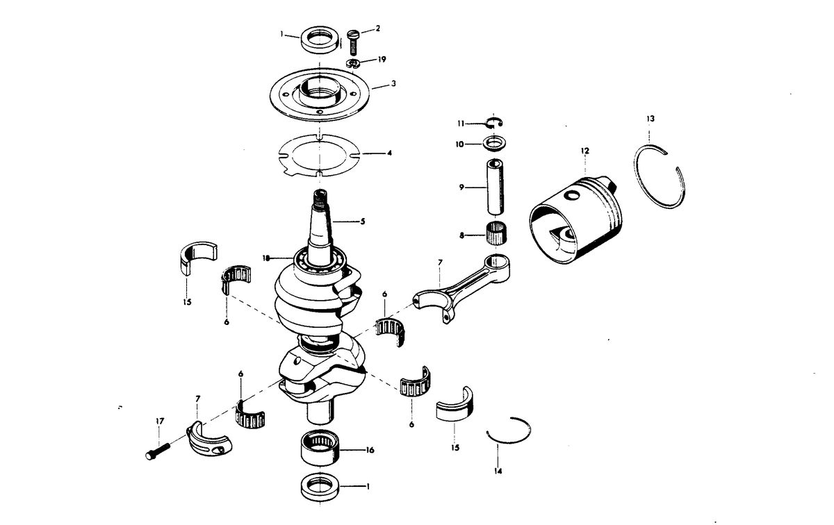 CHRYSLER 50 H.P. CRANKSHAFT AND PISTON GROUP