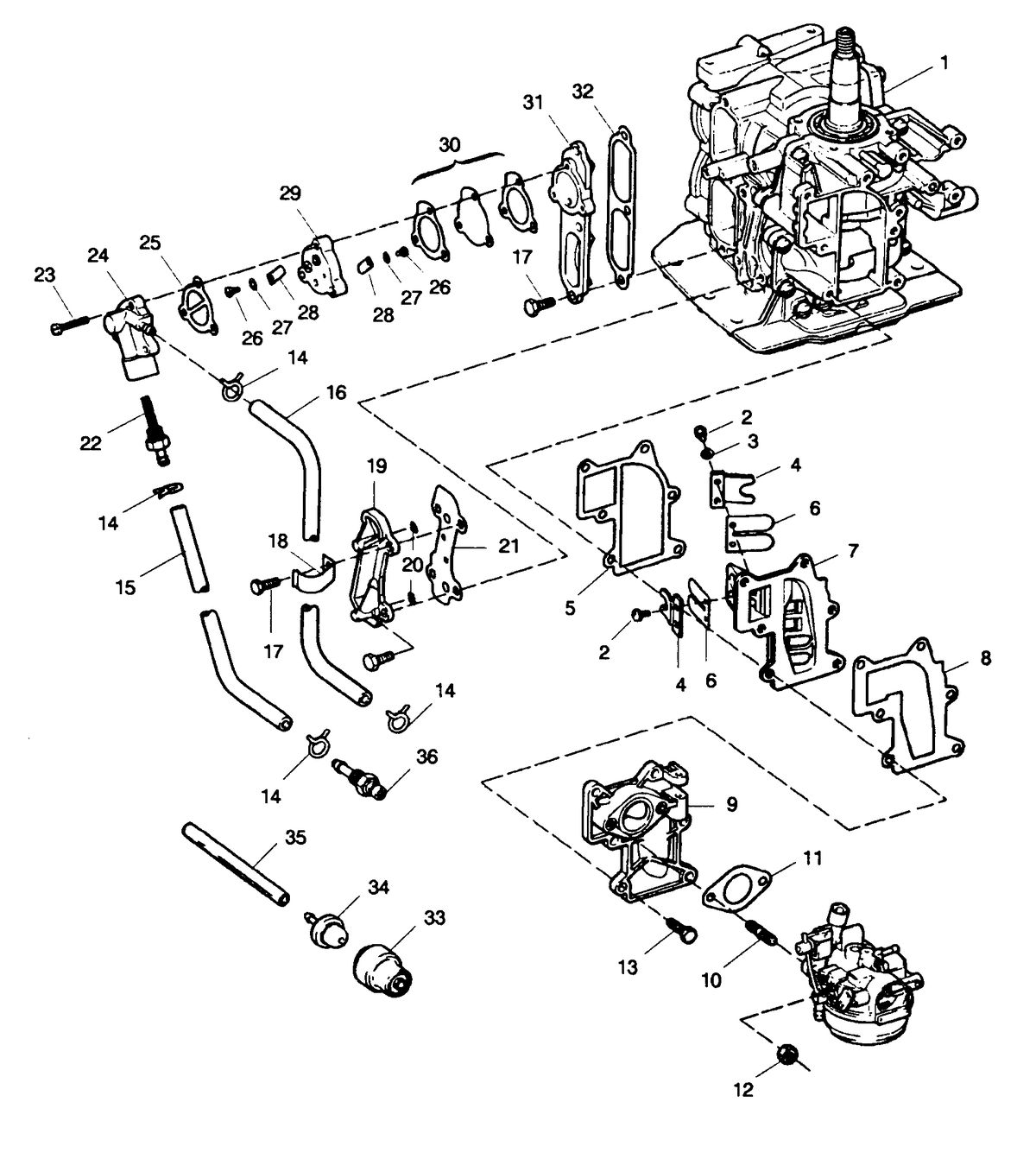 SEARS SEARS 15 H.P. FUEL INTAKE AND RECIRCULATION SYSTEM