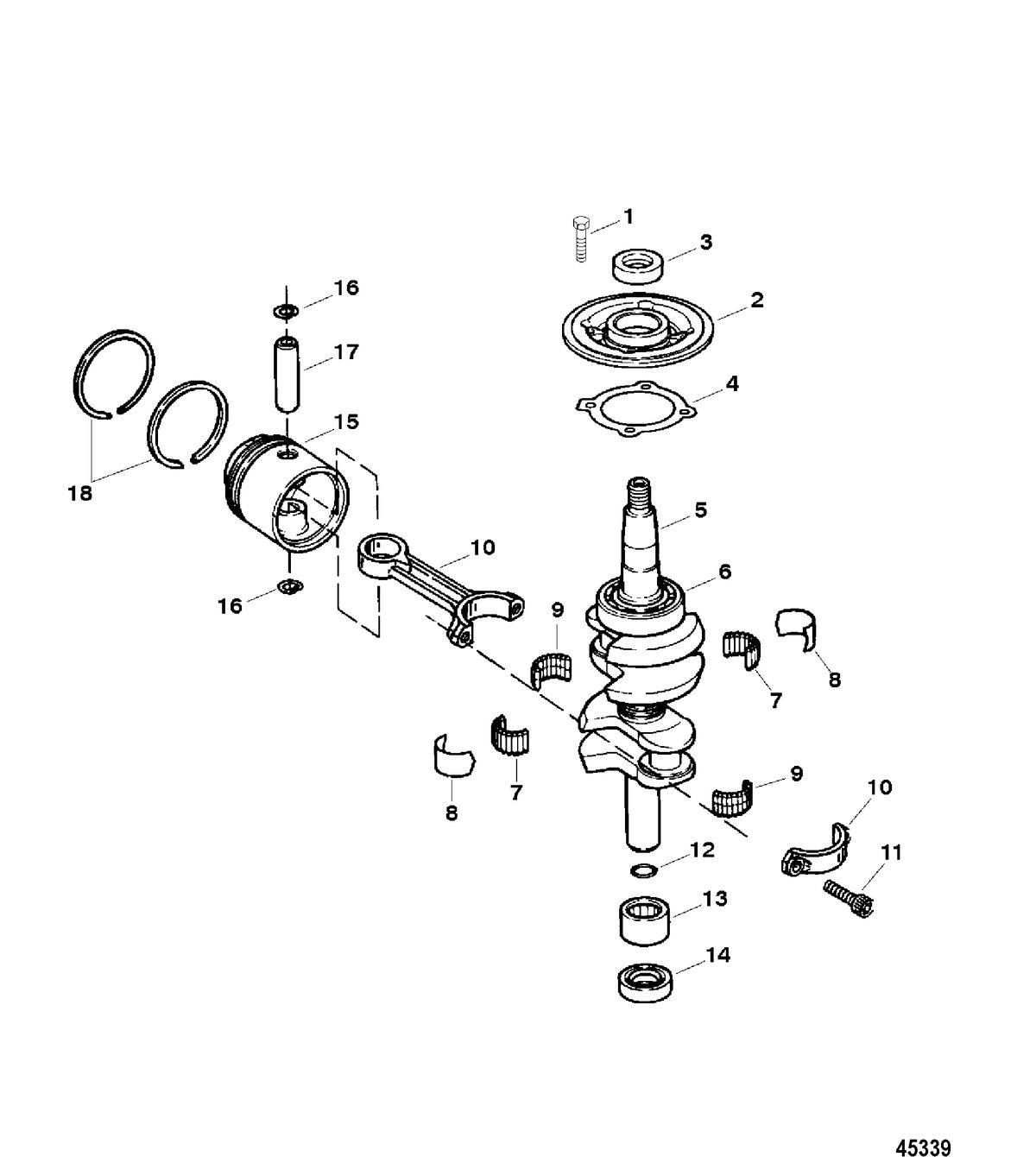 FORCE 9.9/15 HP FORCE Crankshaft and Piston