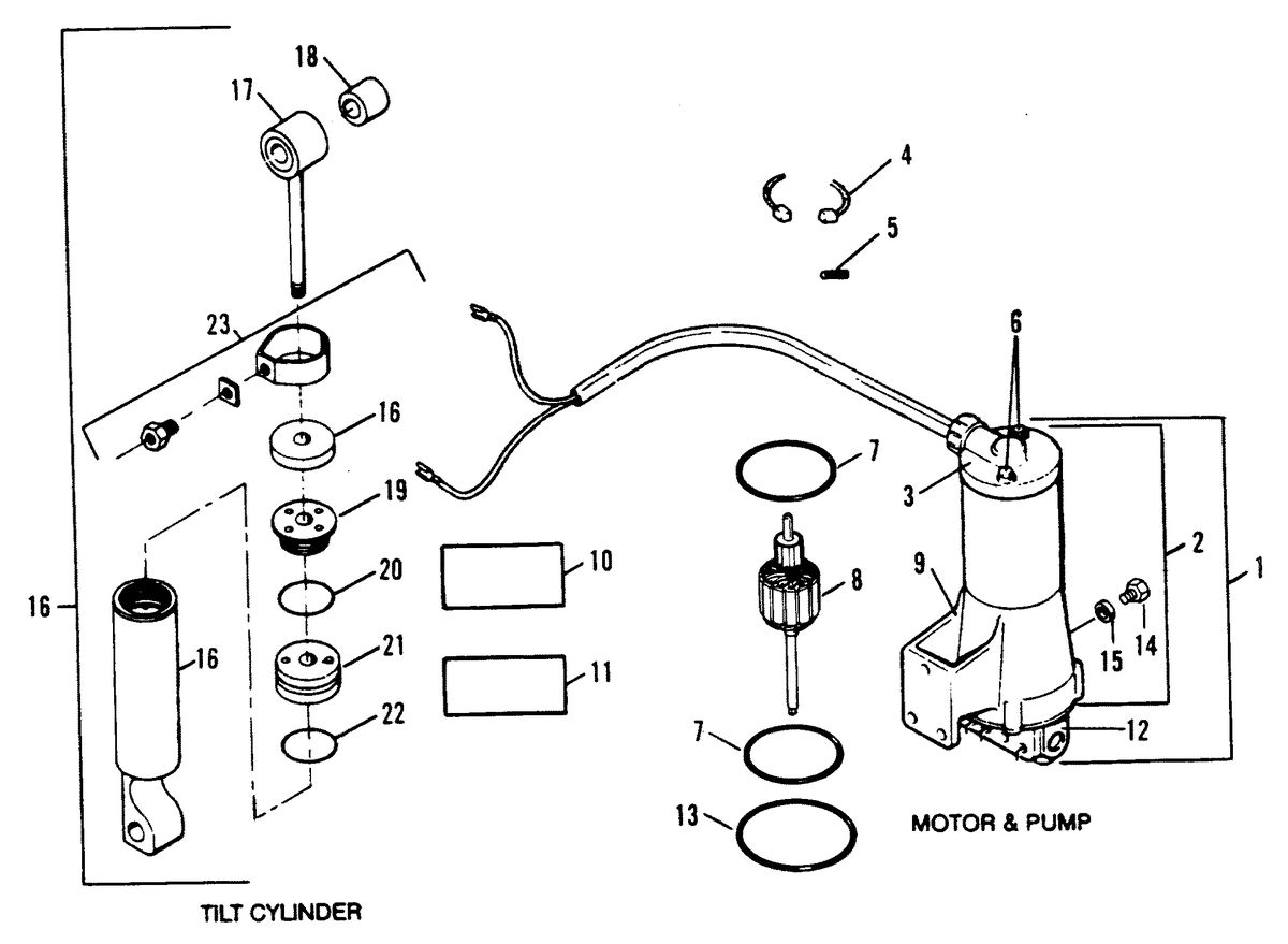 FORCE 150 H.P. TILT CYLINDER / MOTOR AND PUMP