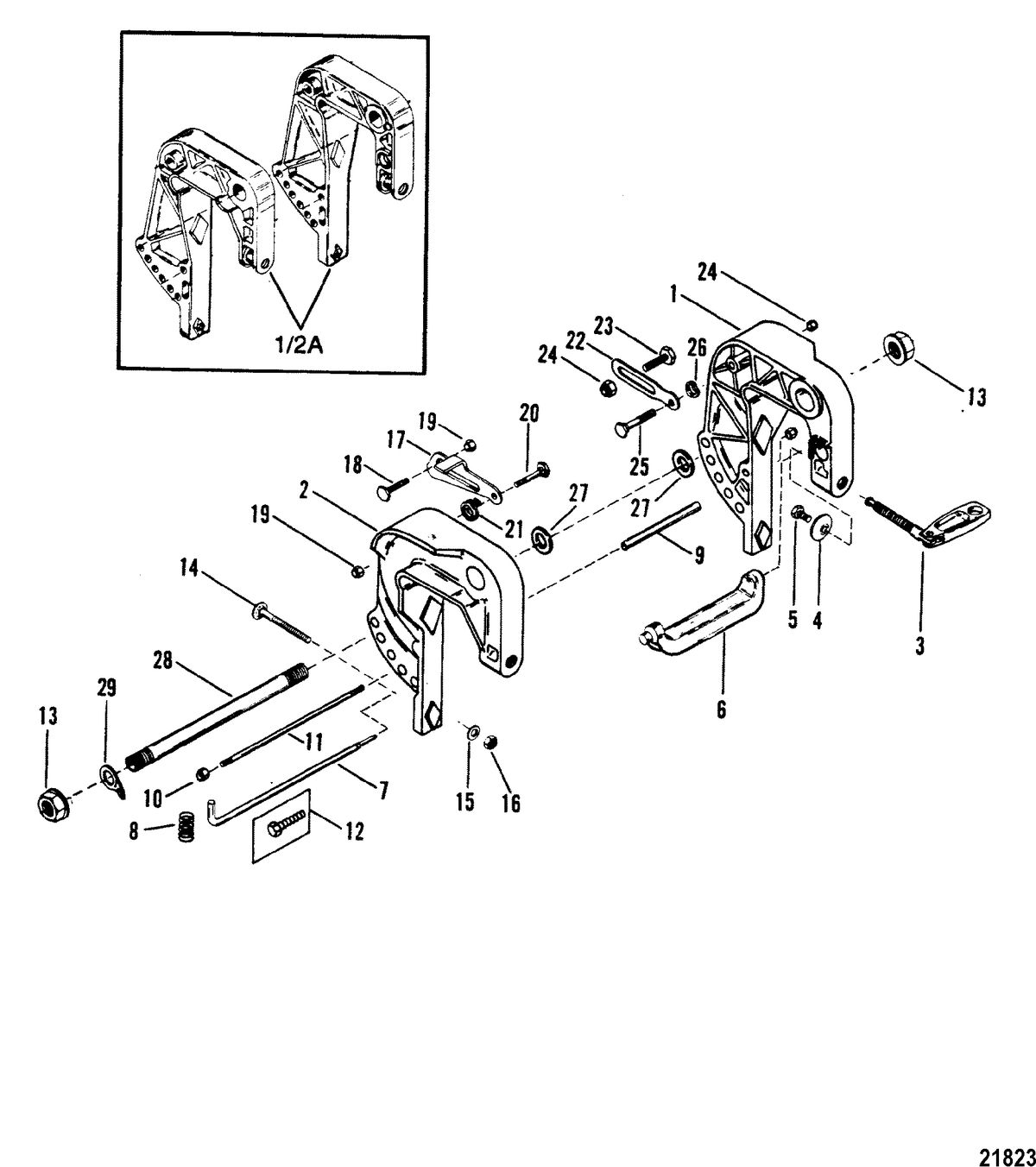 MERCURY/MARINER 20 H.P /25 H.P. SEA PRO /MARATHON 25 SUPER 15 Clamp Bracket Assembly