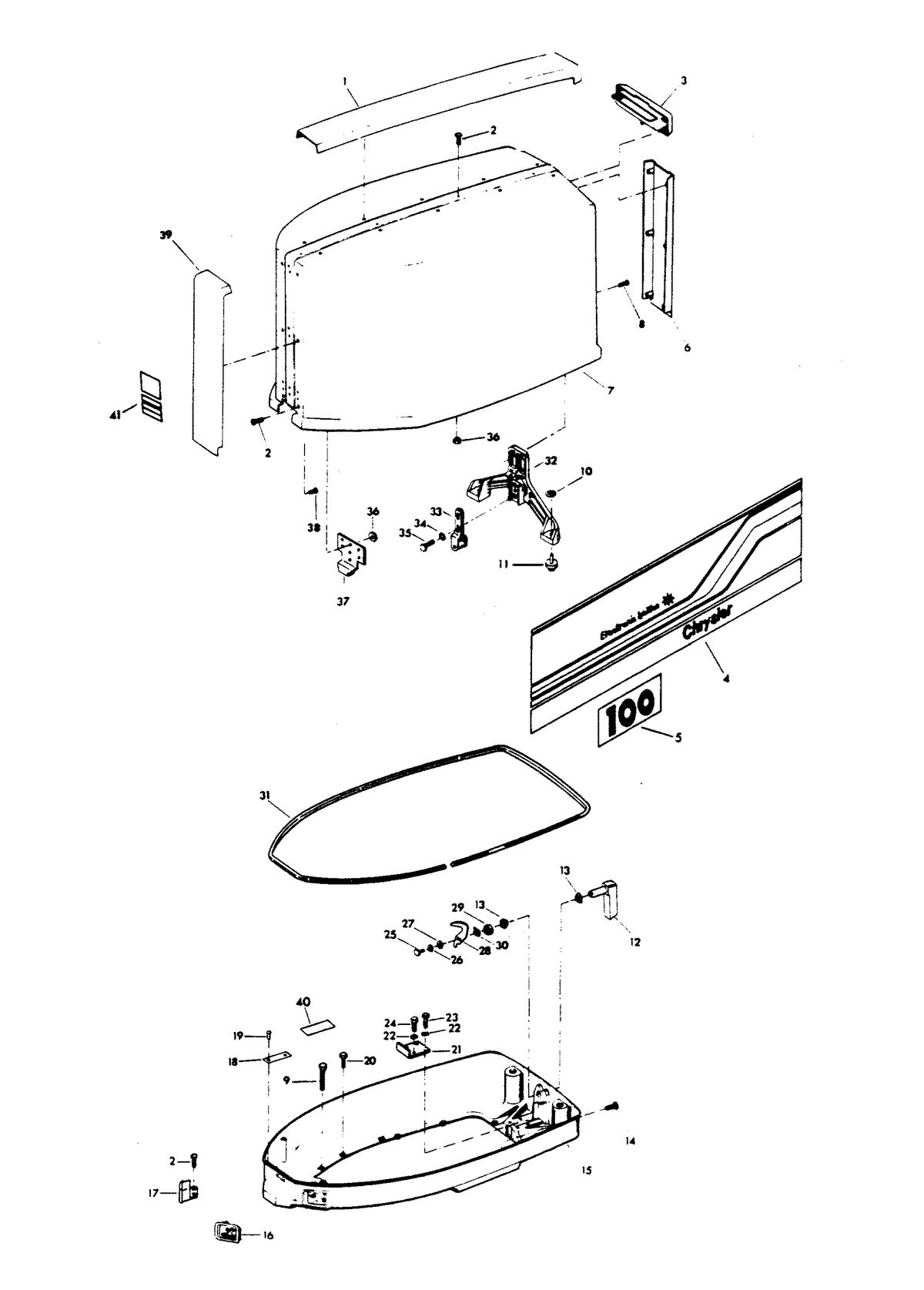CHRYSLER 100 H.P. ENGINE COVER AND SUPPORT PLATE