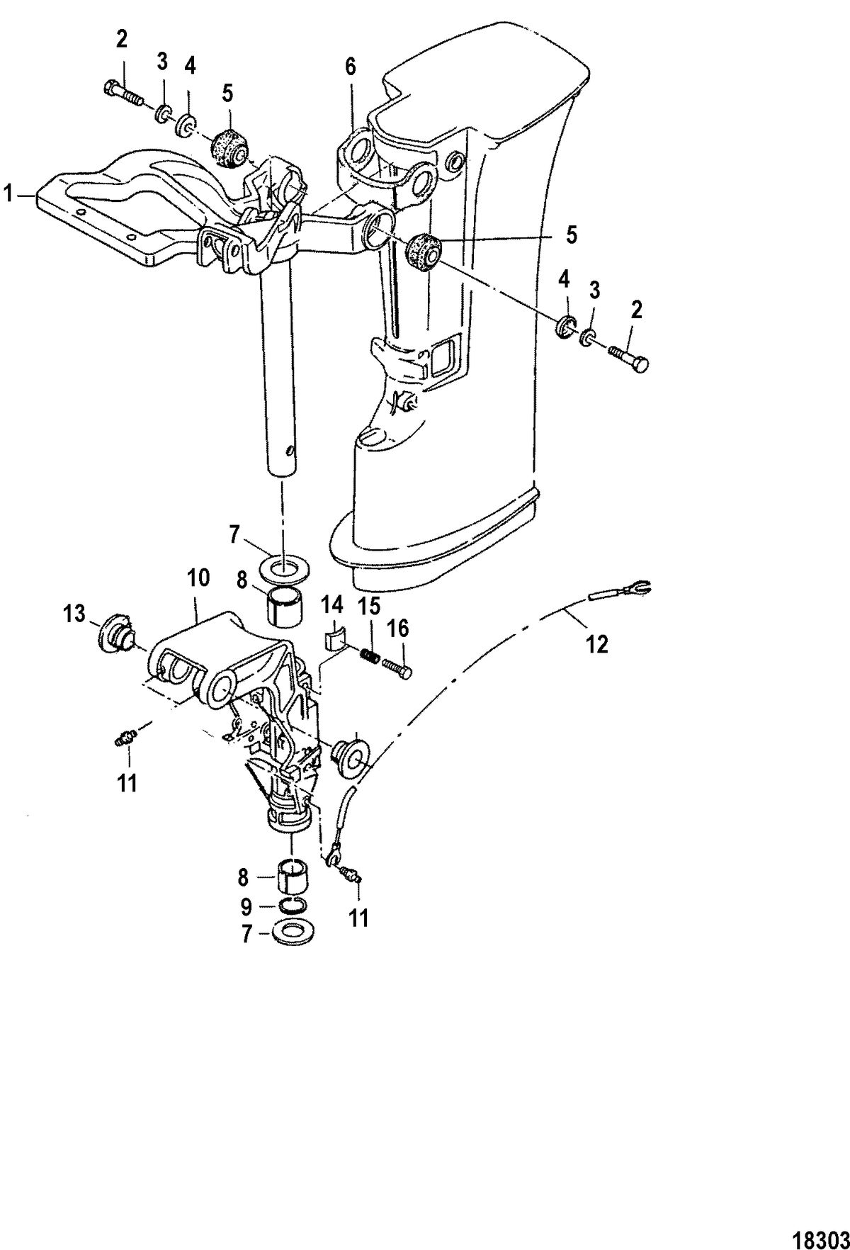 MERCURY/MARINER 9.9/15/18 HP (2 CYLINDER)(INTERNATIONAL) Swivel Bracket