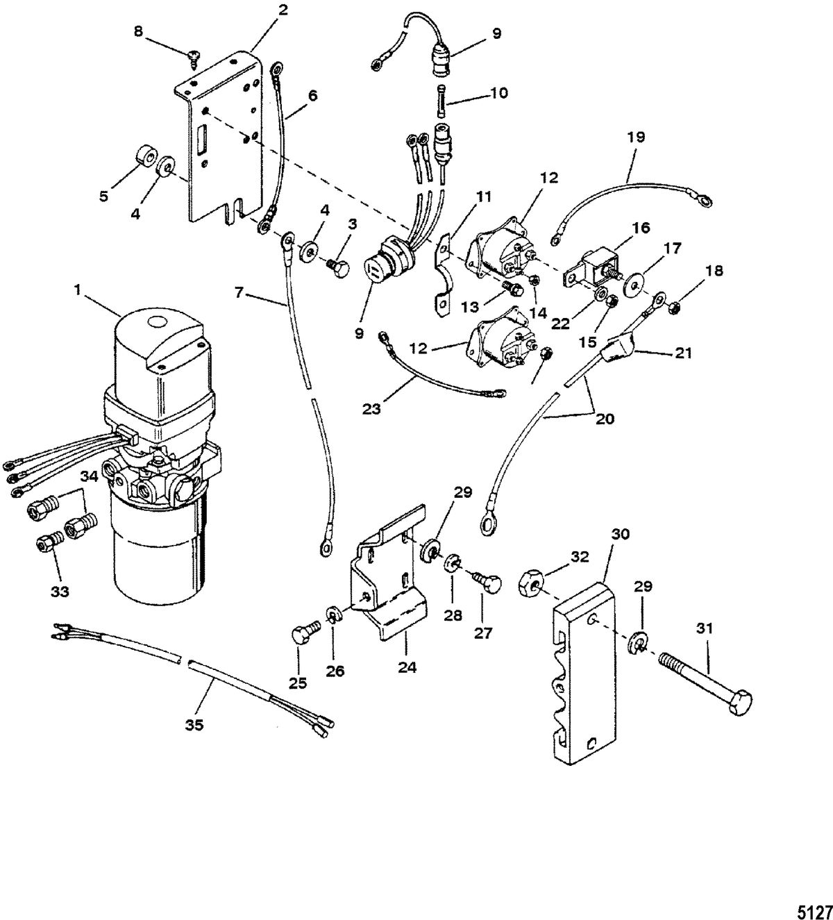 MERCRUISER ALPHA-ONE SS, II SSM, III, III SSM, IIIA SSM, IV SSM, V SSM HYDRAULIC PUMP AND BRACKETS(III-IV-V) (OILDYNE)