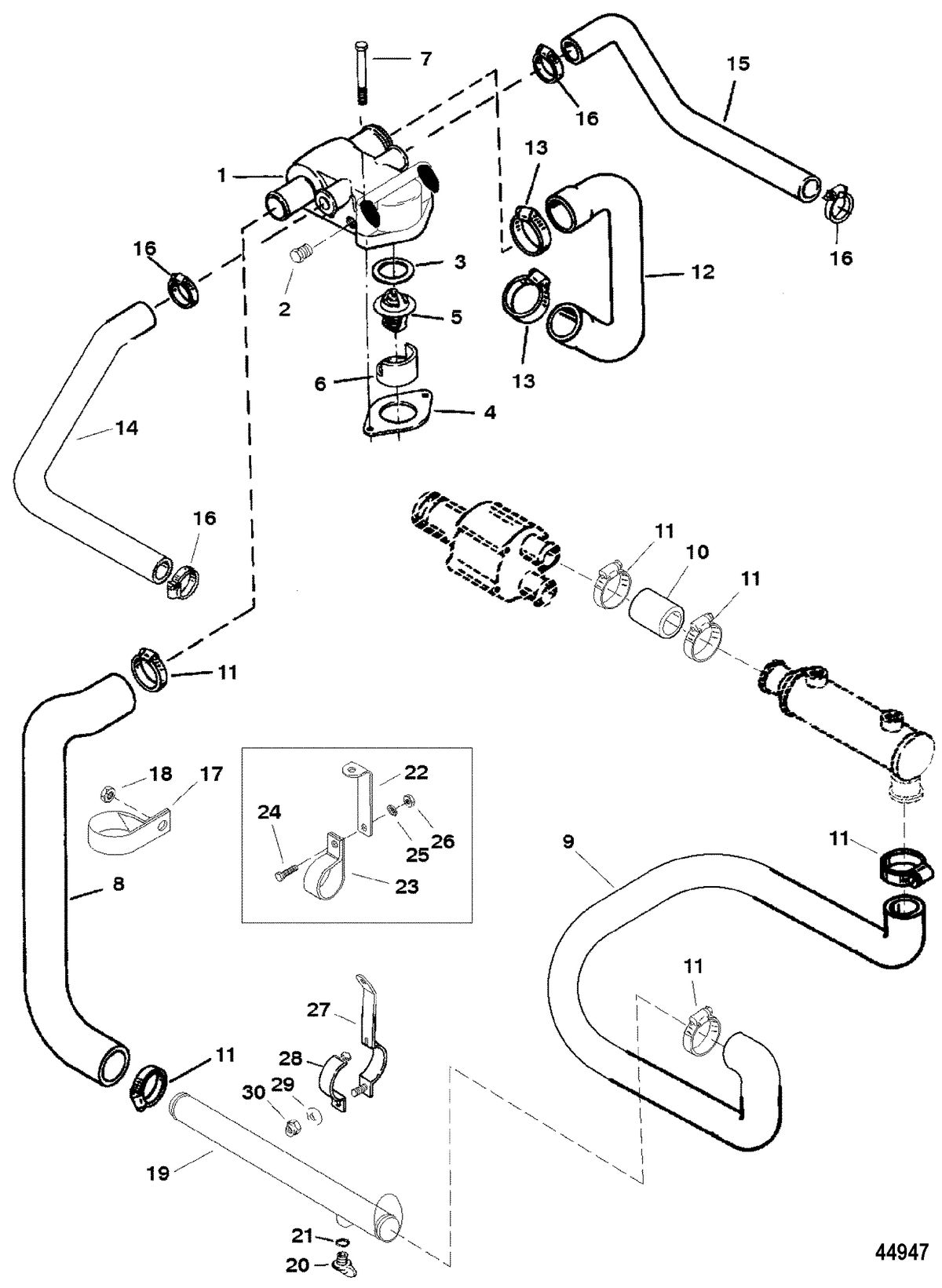 MERCRUISER 5.7L COMPETITION SKI ENGINE STANDARD COOLING SYSTEM