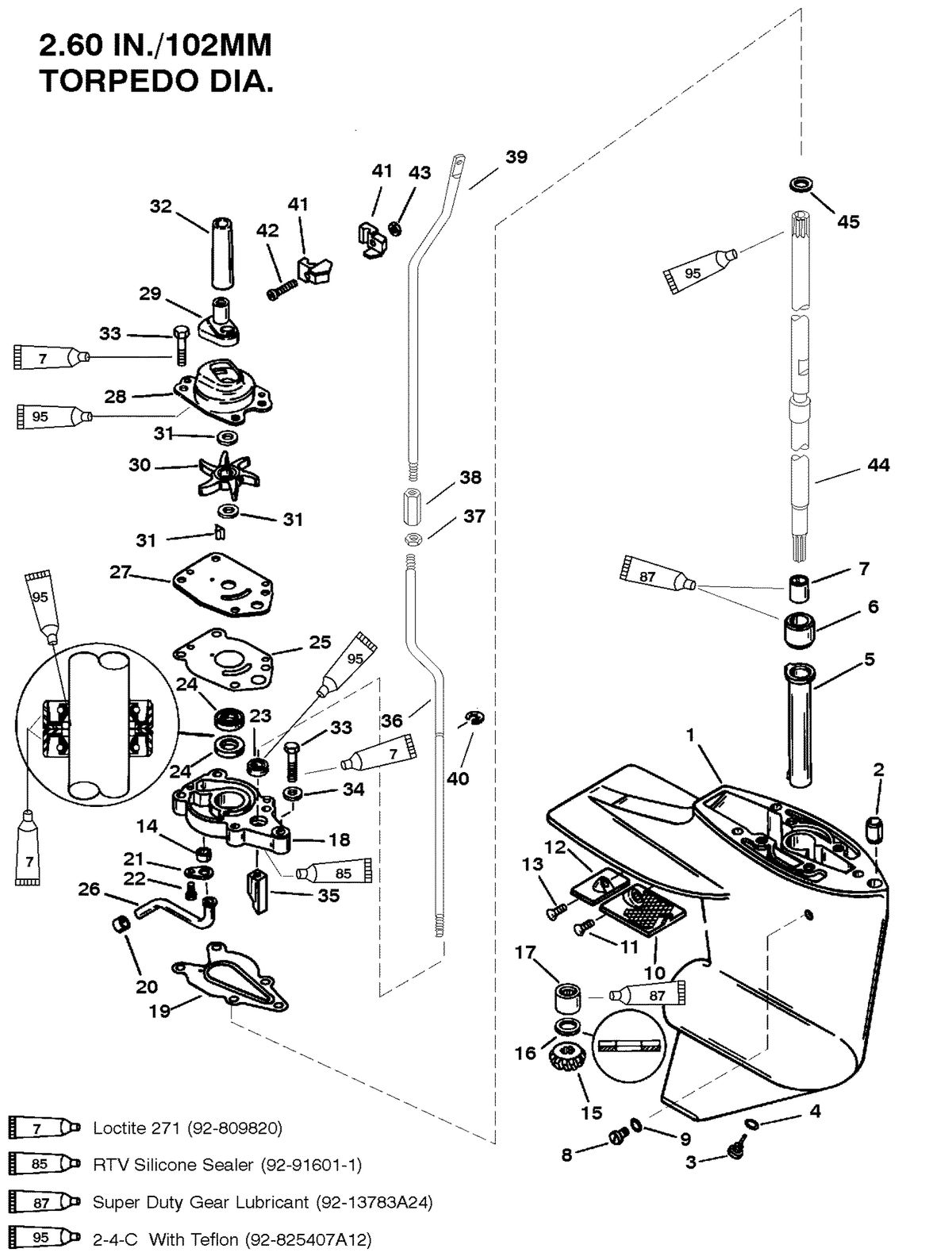 MERCURY 9.9 /8(BONDENSEE) 4 STROKE GEAR HOUSING (DRIVE SHAFT)(2.00:1 GEAR RATIO)