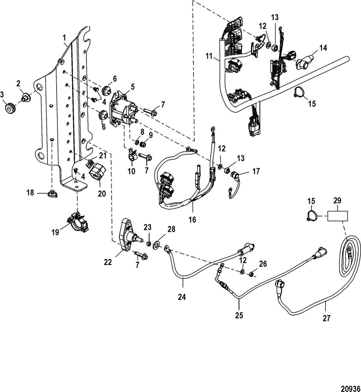 MERCURY/MARINER 75/80/90/100/115 EFI 4-STROKE Electrical Plate Component, Serial Number 1B723942 and Below