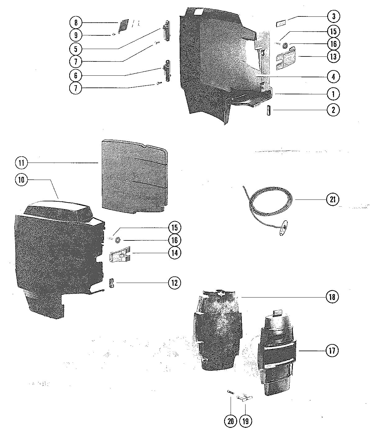 MERCURY MERC V-225 COWLS AND FRONT COVER
