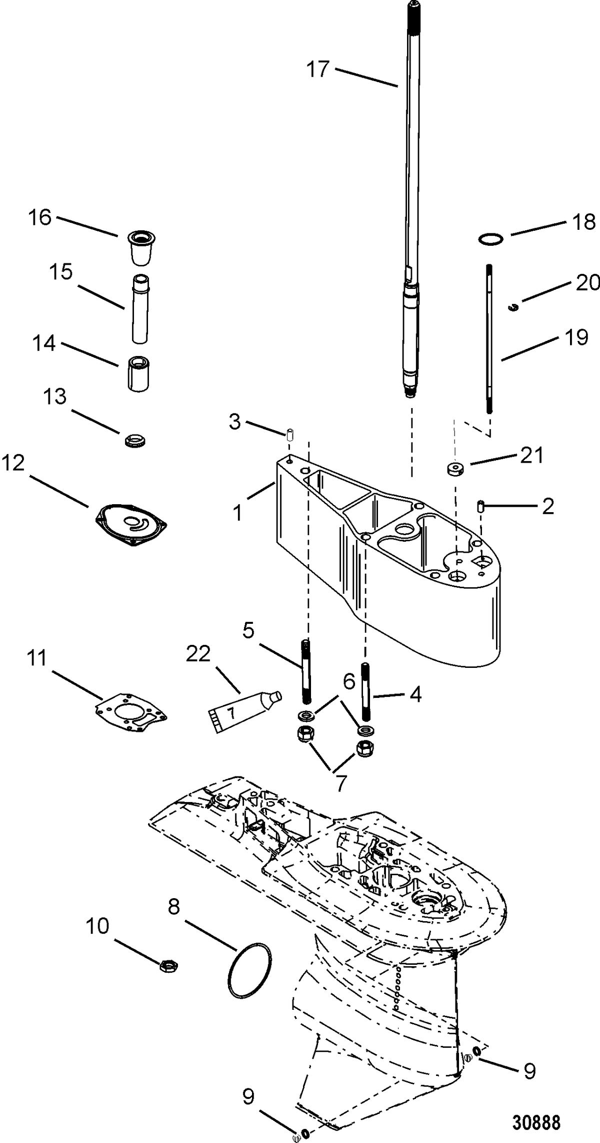 MERCURY/MARINER 40/50/60/JET 40 EFI - 4 CYLINDER 4-STROKE Extension Kit - 5 Inch, Driveshaft Housing (12092A20)