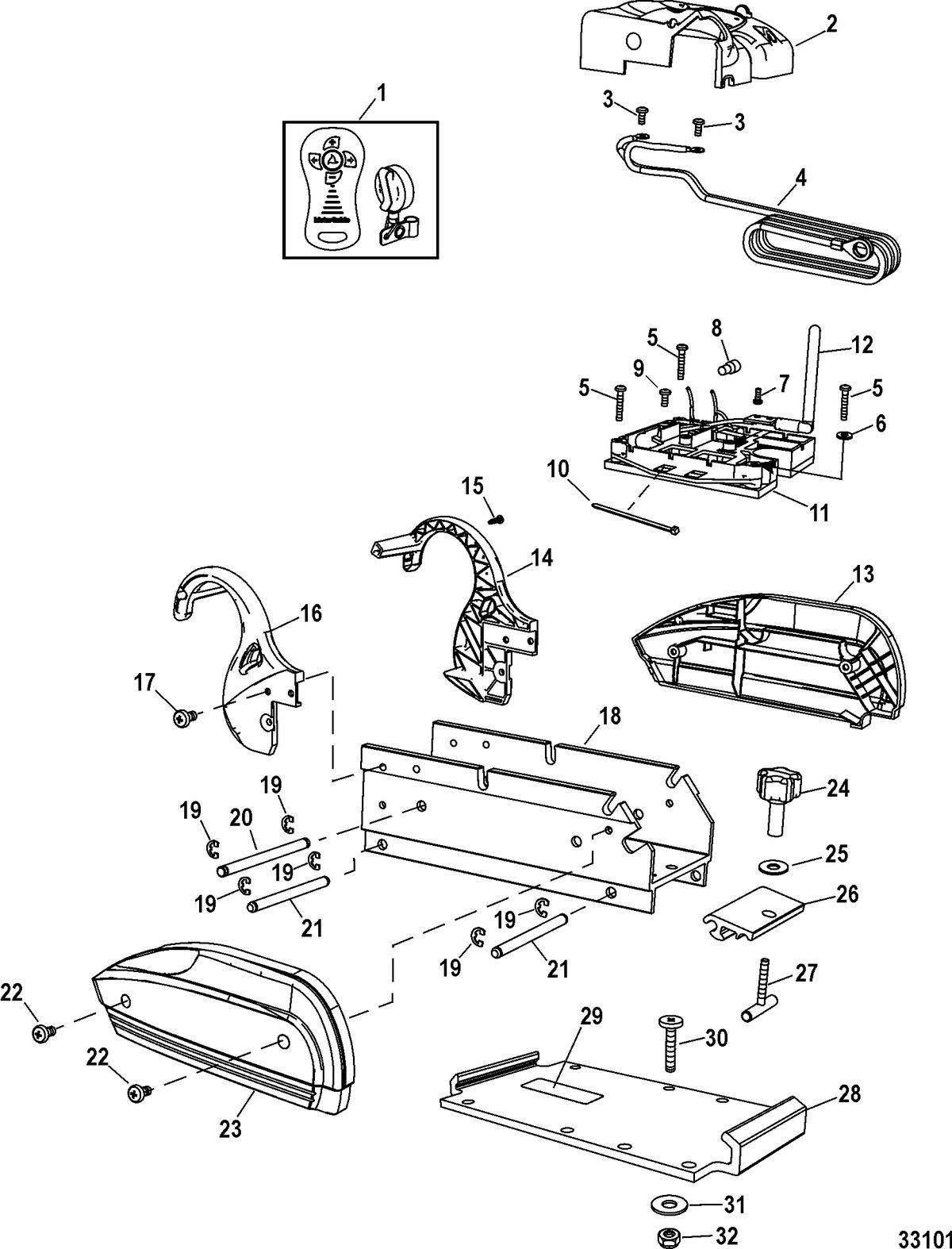 TROLLING MOTOR MOTORGUIDE BRUTE SERIES Electrical And Mount Components(Brute 50/70 Wireless)
