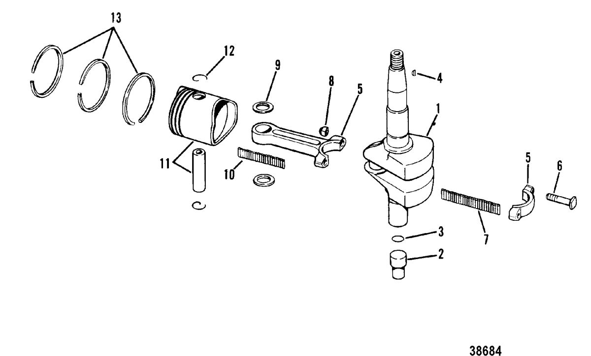 MERCURY 4/4.5 HP CRANKSHAFT, PISTON AND CONNECTING ROD