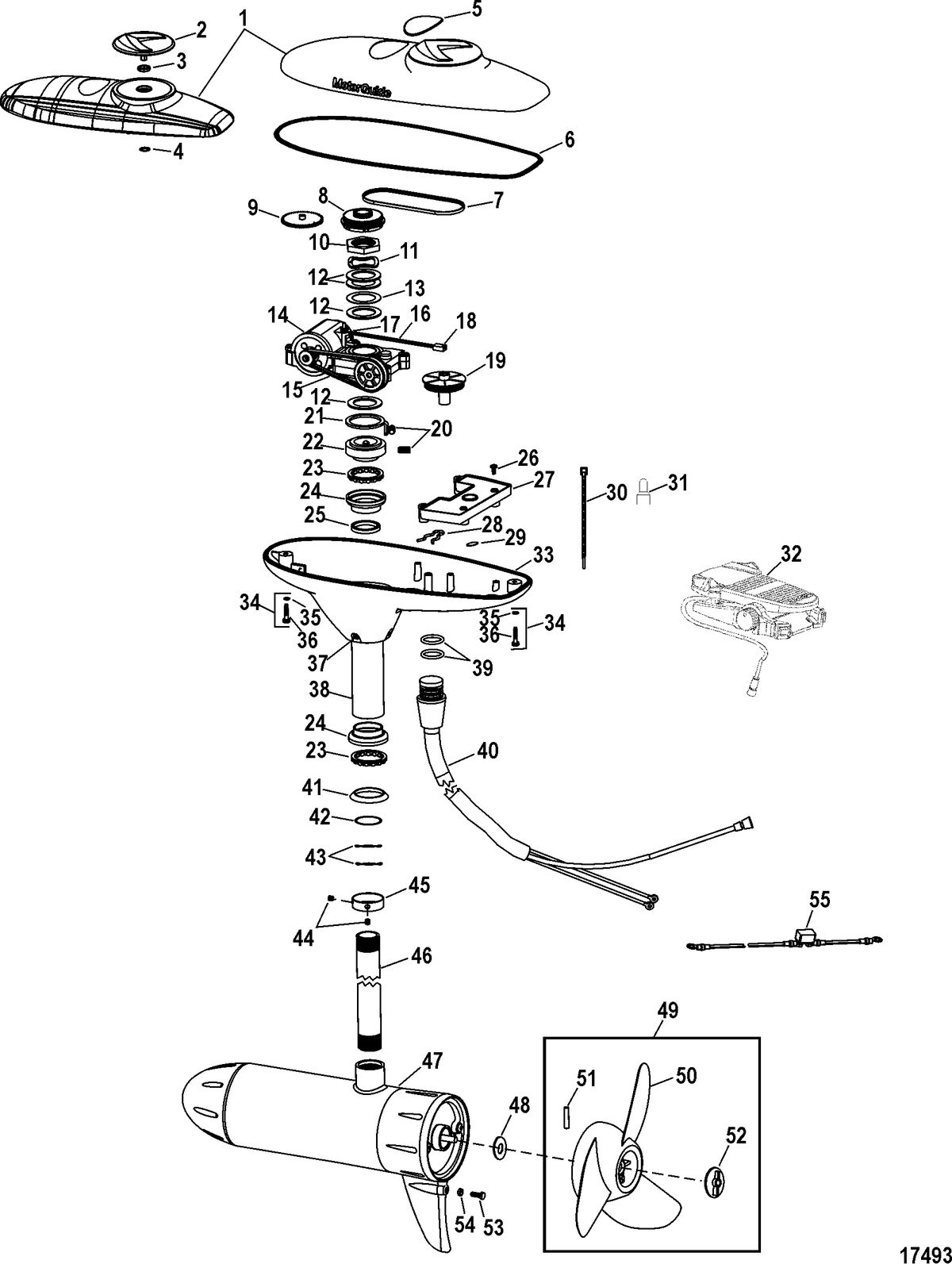 TROLLING MOTOR MOTORGUIDE DIGITAL STEERING SERIES Complete Trolling Motor(Model DS109FB) (36 Volt)