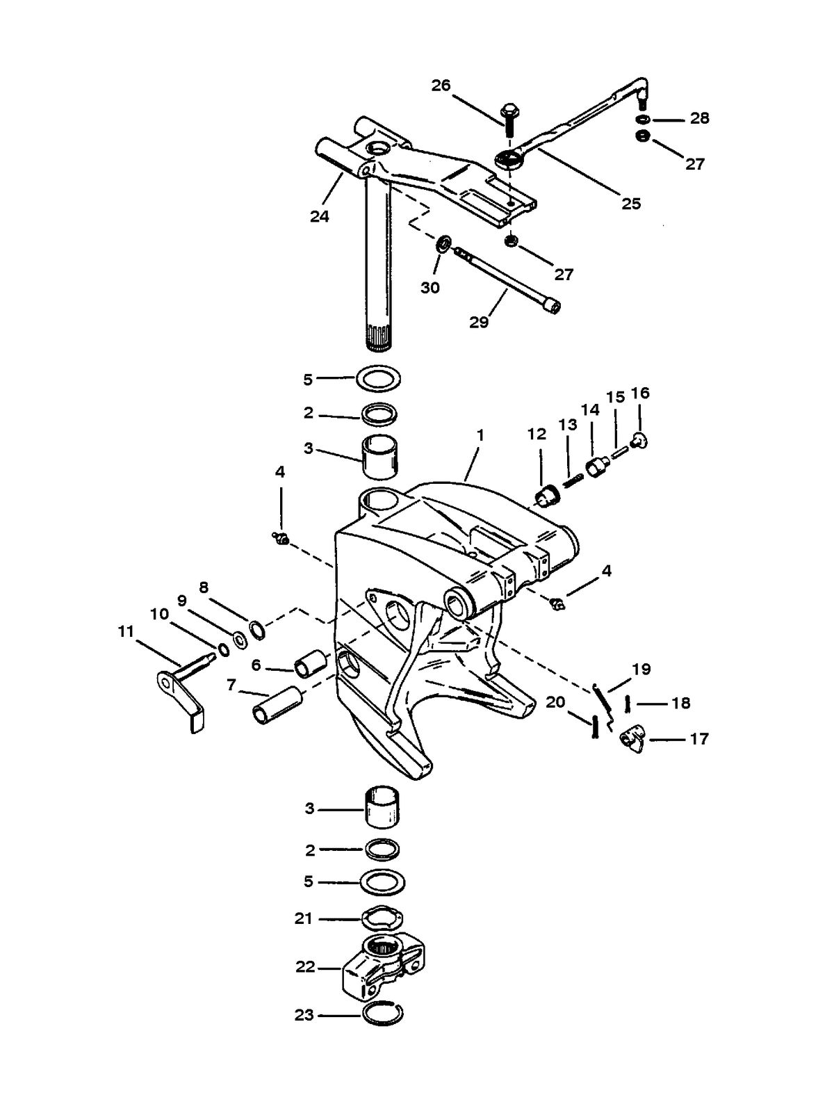 RACE OUTBOARD 2.5L (EFI) 2.5L (EFI-OFFSHORE) SWIVEL BRACKET AND STEERING ARM