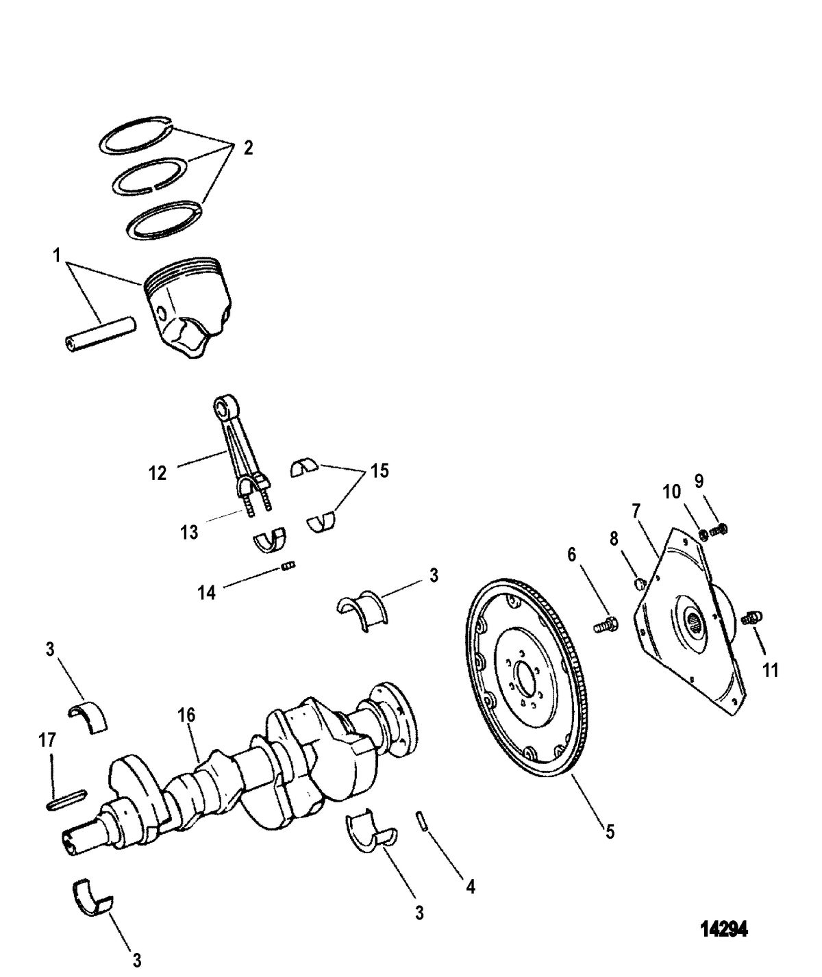 MERCRUISER 4.3 LX/LXH ALPHA AND BRAVO (GEN +) CRANKSHAFT AND PISTONS